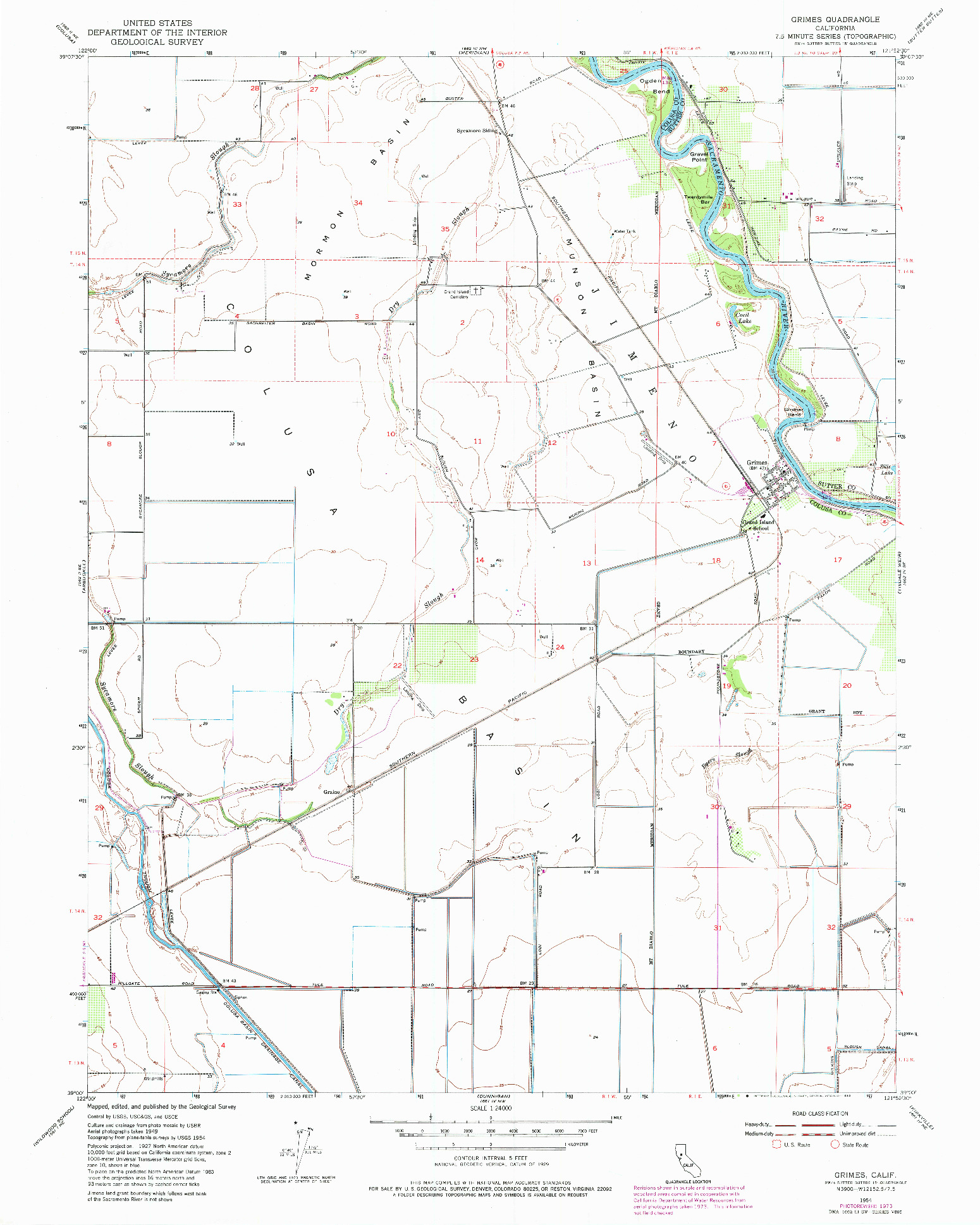 USGS 1:24000-SCALE QUADRANGLE FOR GRIMES, CA 1954