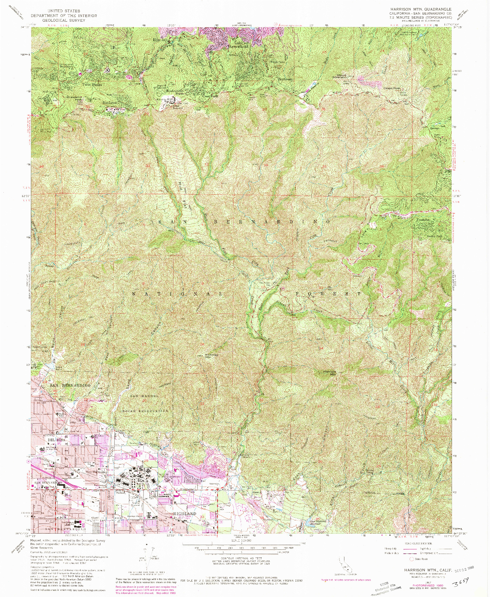 USGS 1:24000-SCALE QUADRANGLE FOR HARRISON MTN., CA 1967