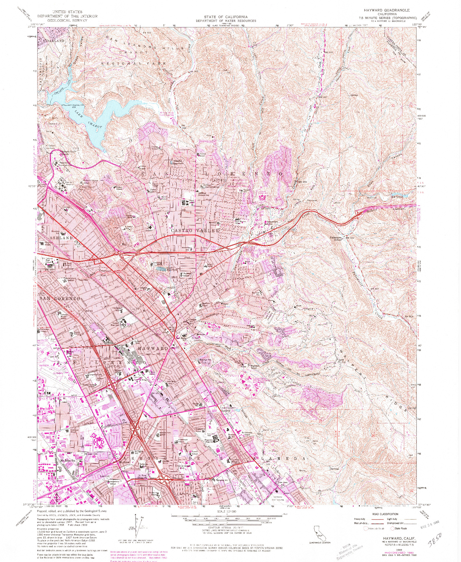 USGS 1:24000-SCALE QUADRANGLE FOR HAYWARD, CA 1959