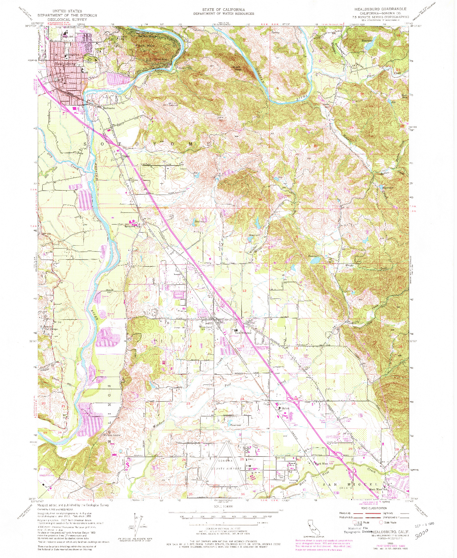 USGS 1:24000-SCALE QUADRANGLE FOR HEALDSBURG, CA 1955