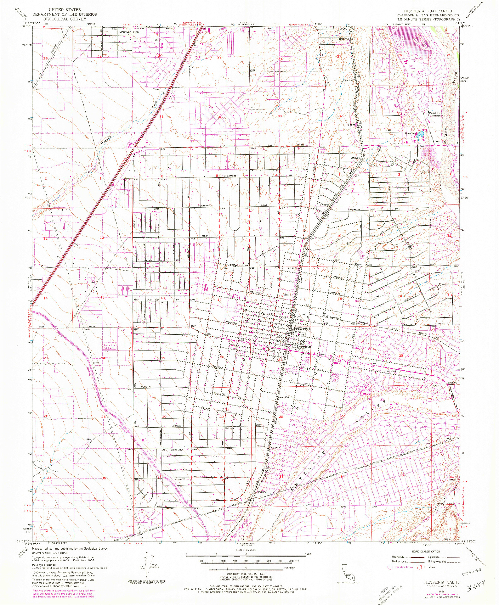 USGS 1:24000-SCALE QUADRANGLE FOR HESPERIA, CA 1956