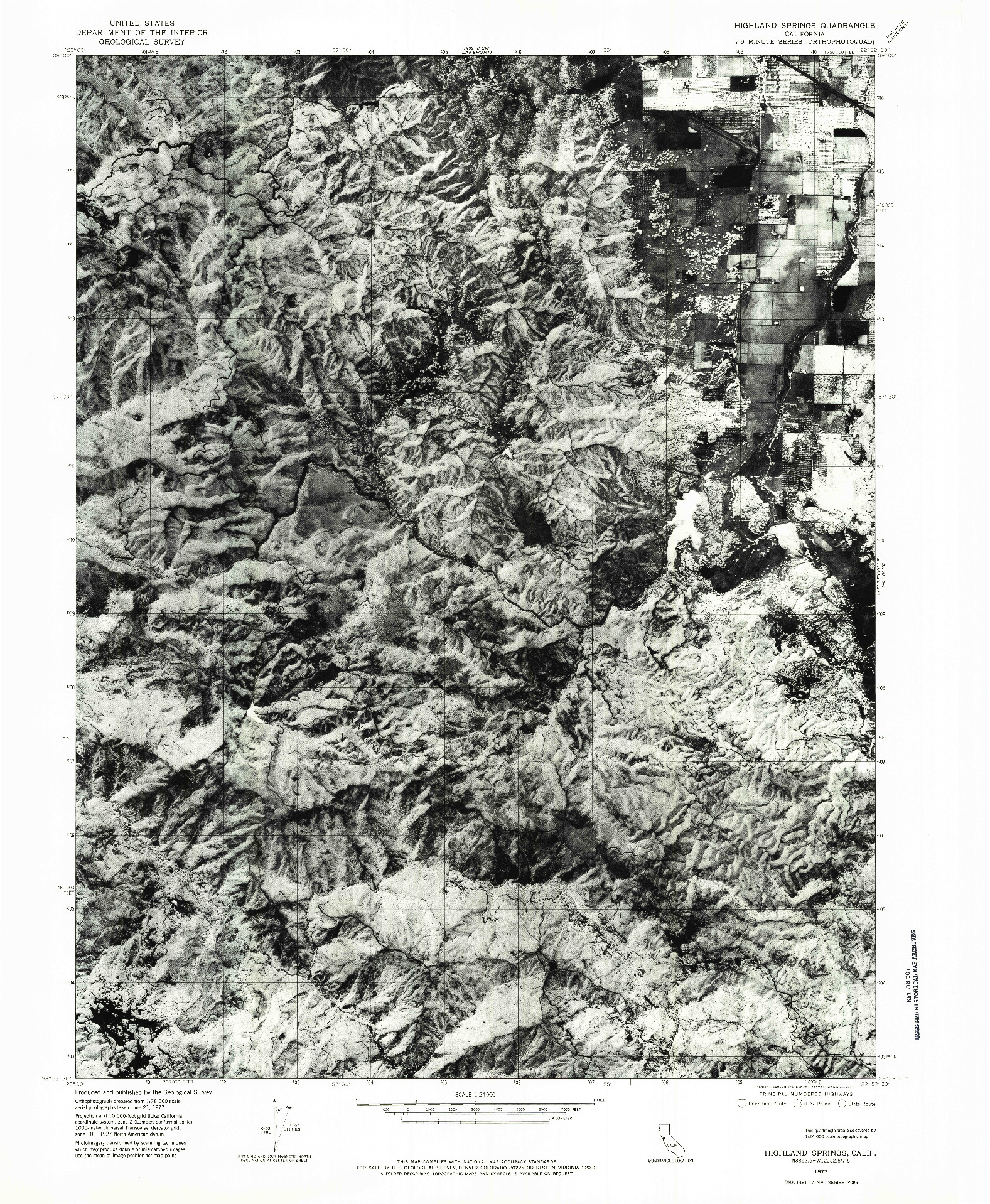 USGS 1:24000-SCALE QUADRANGLE FOR HIGHLAND SPRINGS, CA 1977