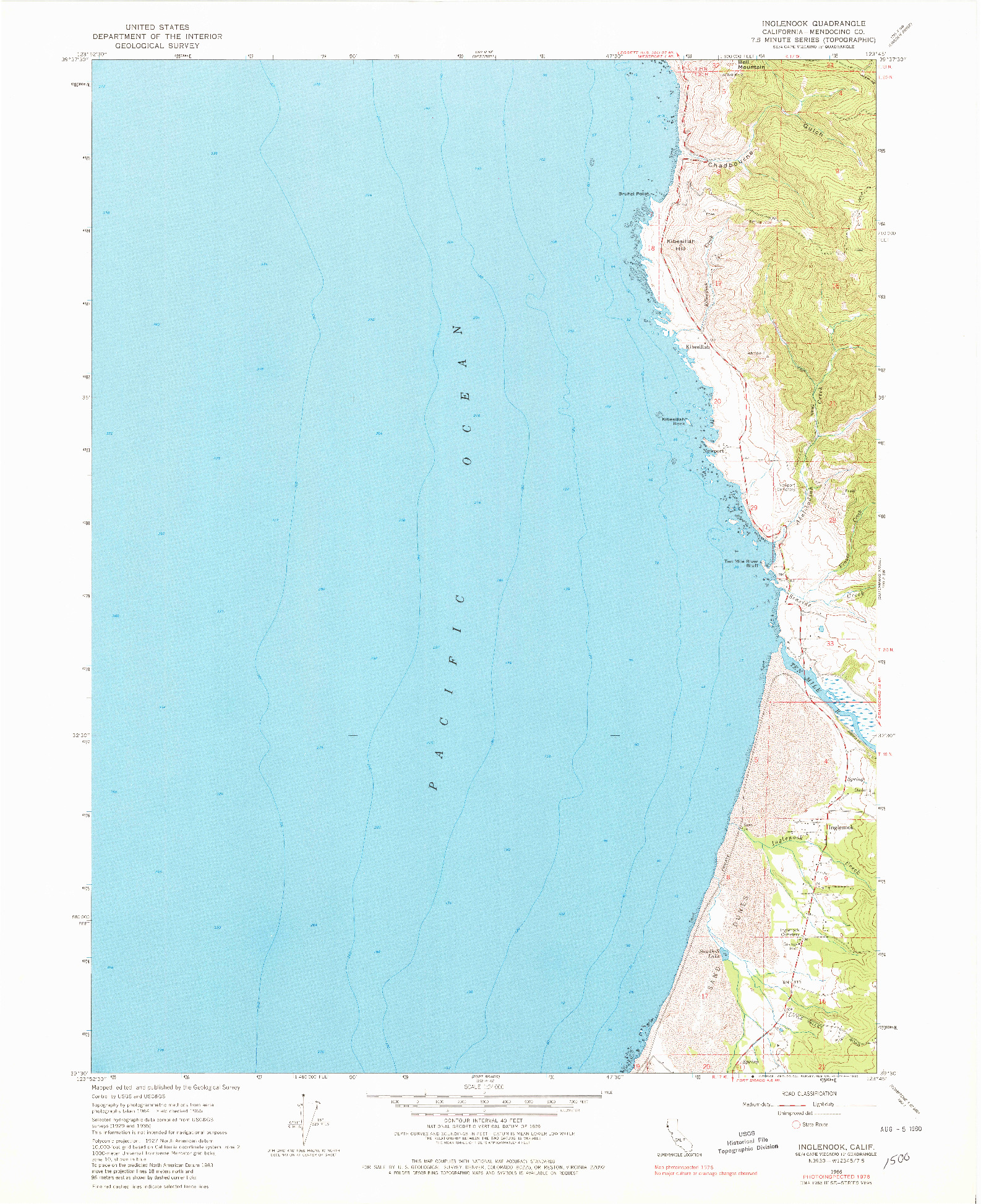 USGS 1:24000-SCALE QUADRANGLE FOR INGLENOOK, CA 1966