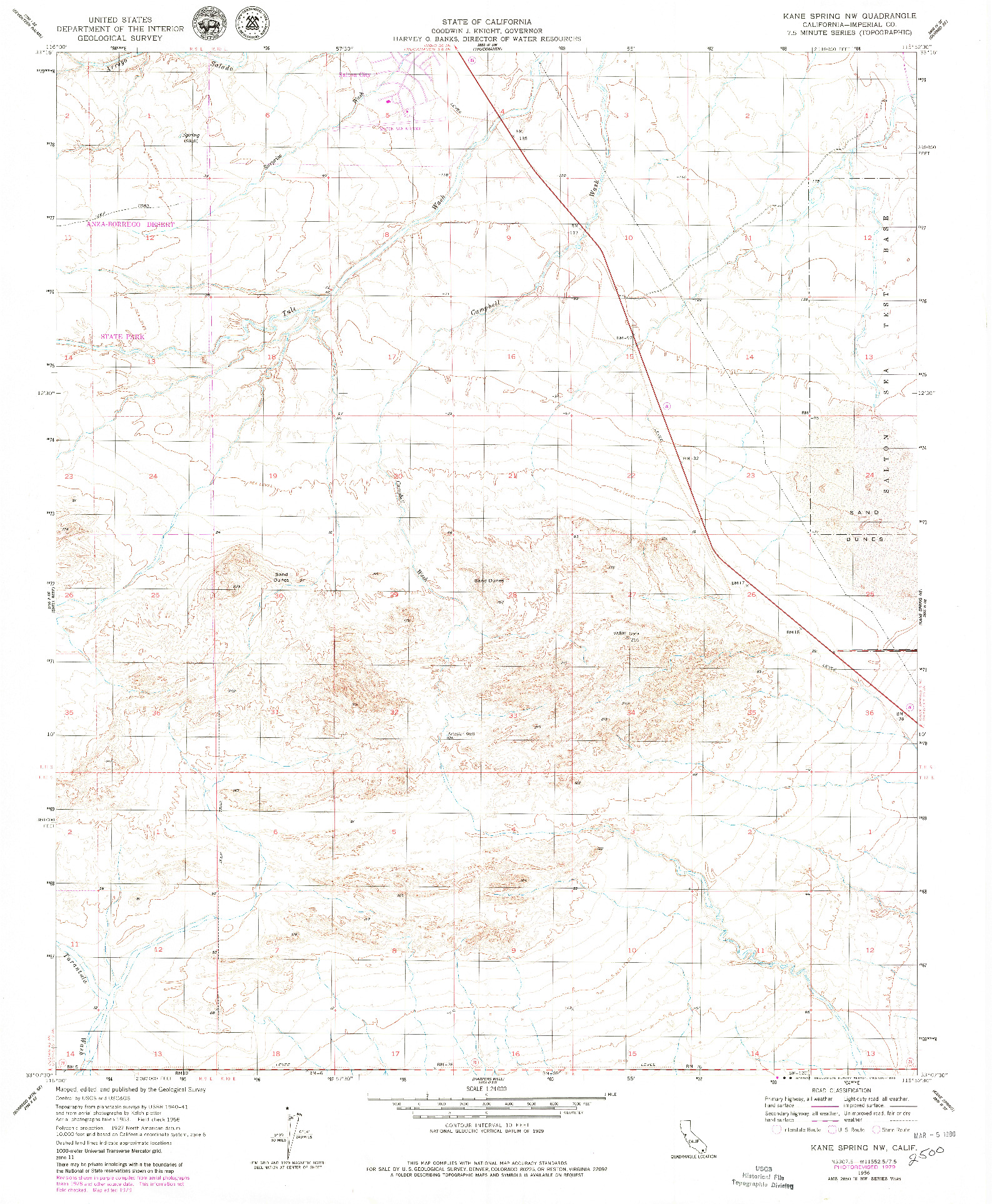 USGS 1:24000-SCALE QUADRANGLE FOR KANE SPRING NW, CA 1956