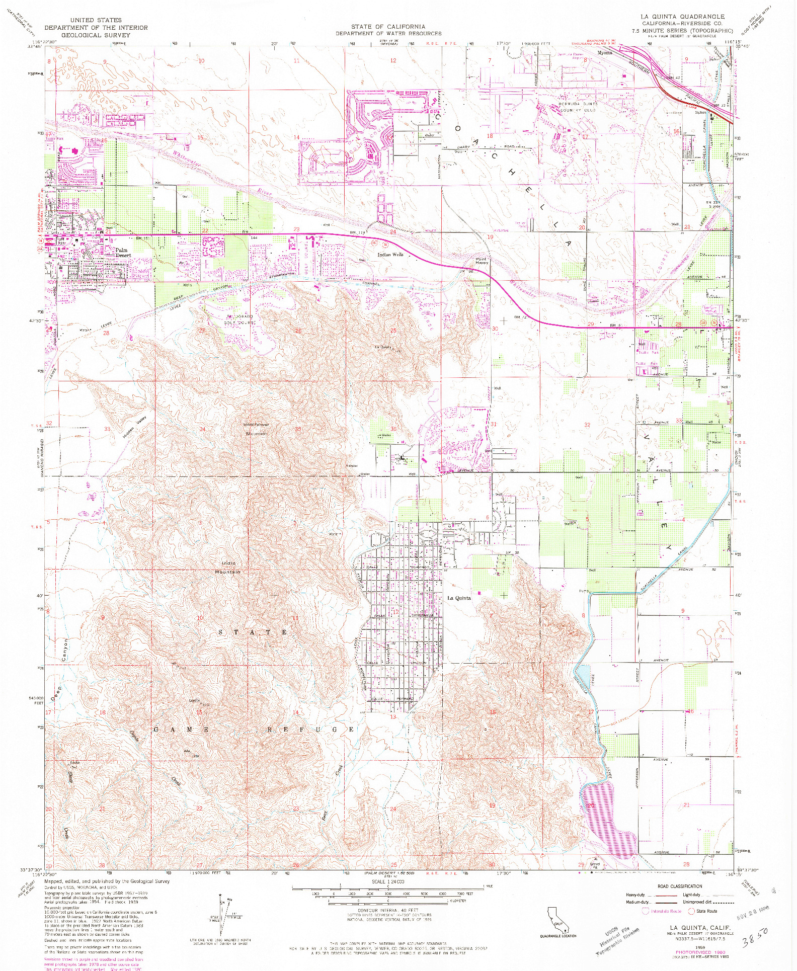 USGS 1:24000-SCALE QUADRANGLE FOR LA QUINTA, CA 1959