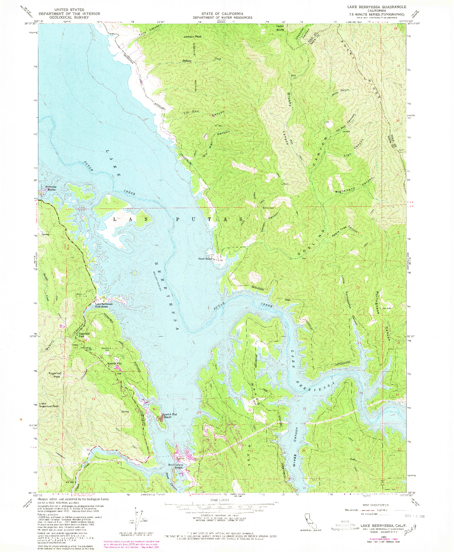 USGS 1:24000-SCALE QUADRANGLE FOR LAKE BERRYESSA, CA 1959