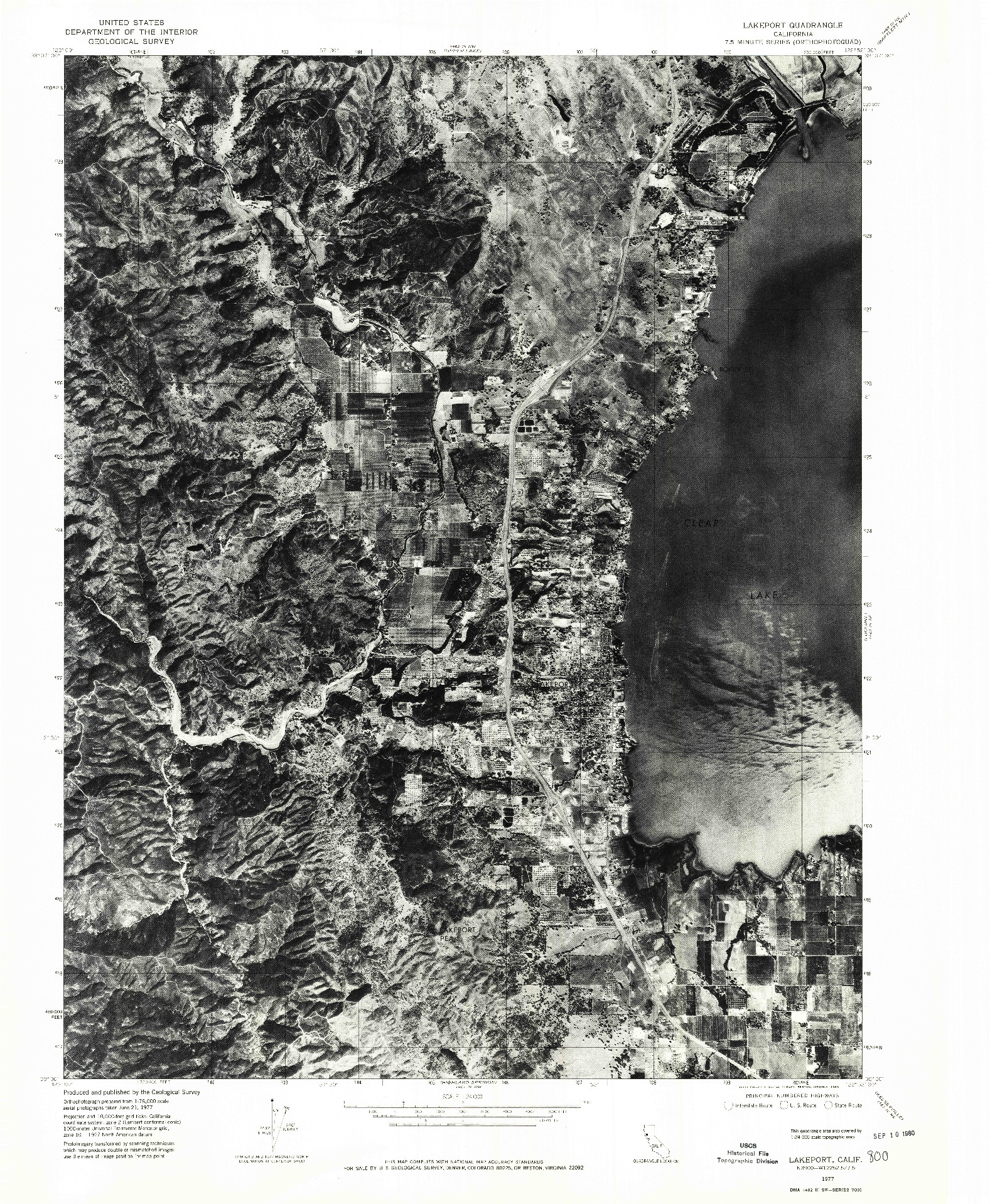 USGS 1:24000-SCALE QUADRANGLE FOR LAKEPORT, CA 1977