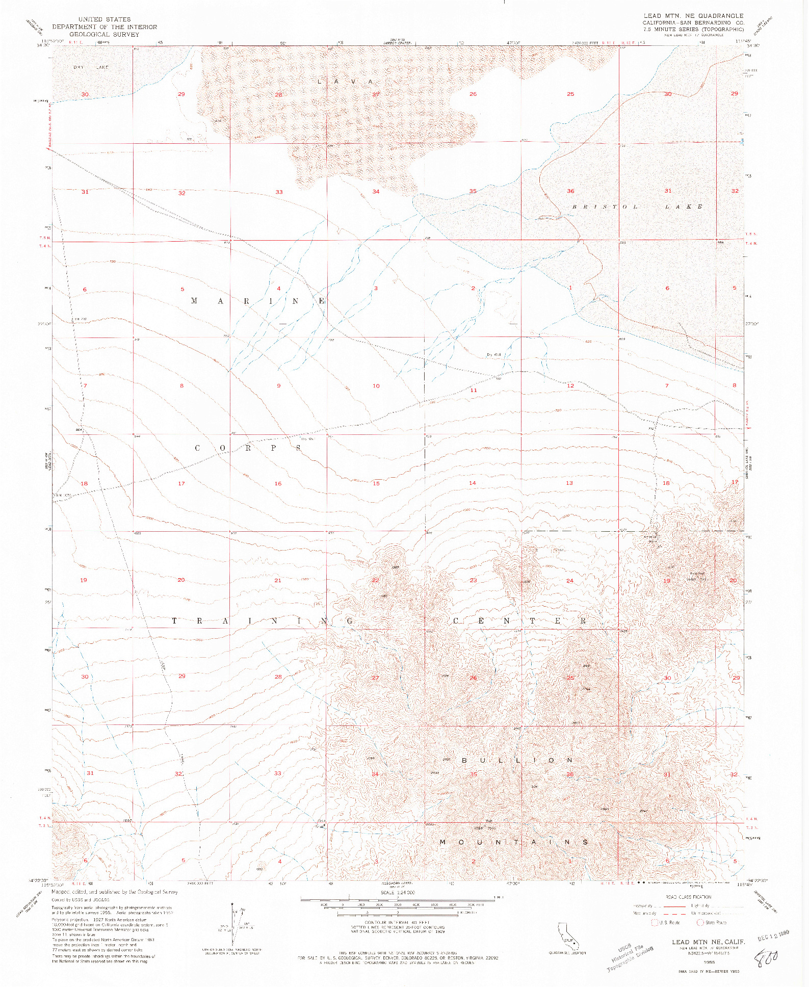 USGS 1:24000-SCALE QUADRANGLE FOR LEAD MOUNTAIN NE, CA 1955