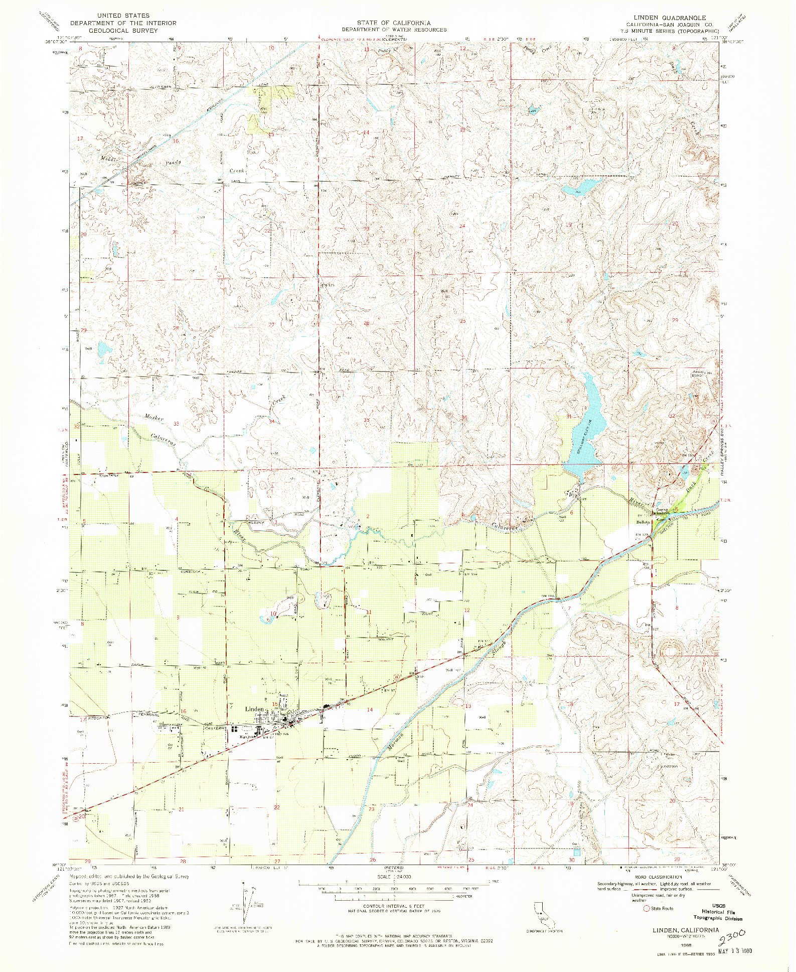 USGS 1:24000-SCALE QUADRANGLE FOR LINDEN, CA 1968