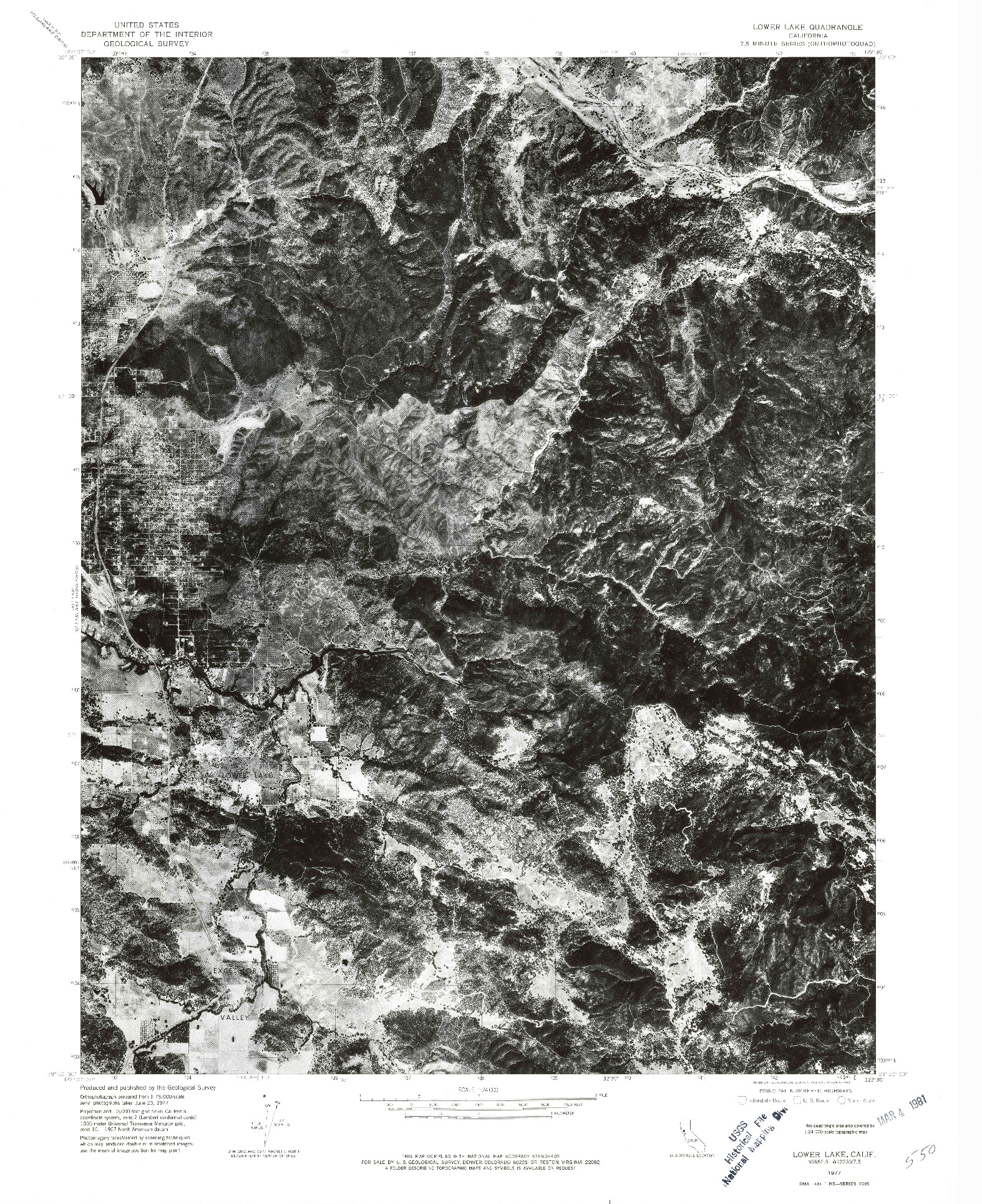 USGS 1:24000-SCALE QUADRANGLE FOR LOWER LAKE, CA 1977