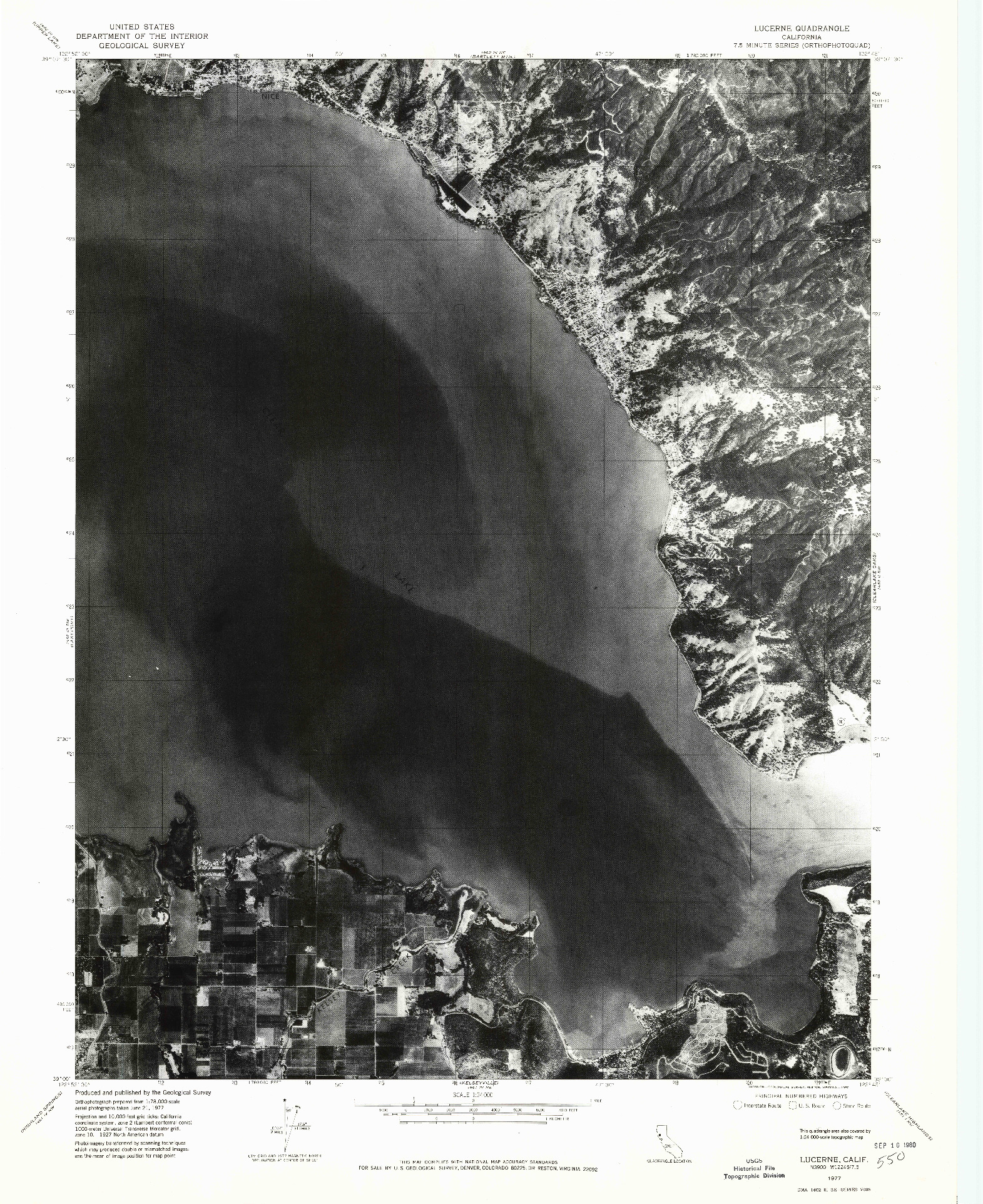 USGS 1:24000-SCALE QUADRANGLE FOR LUCERNE, CA 1977