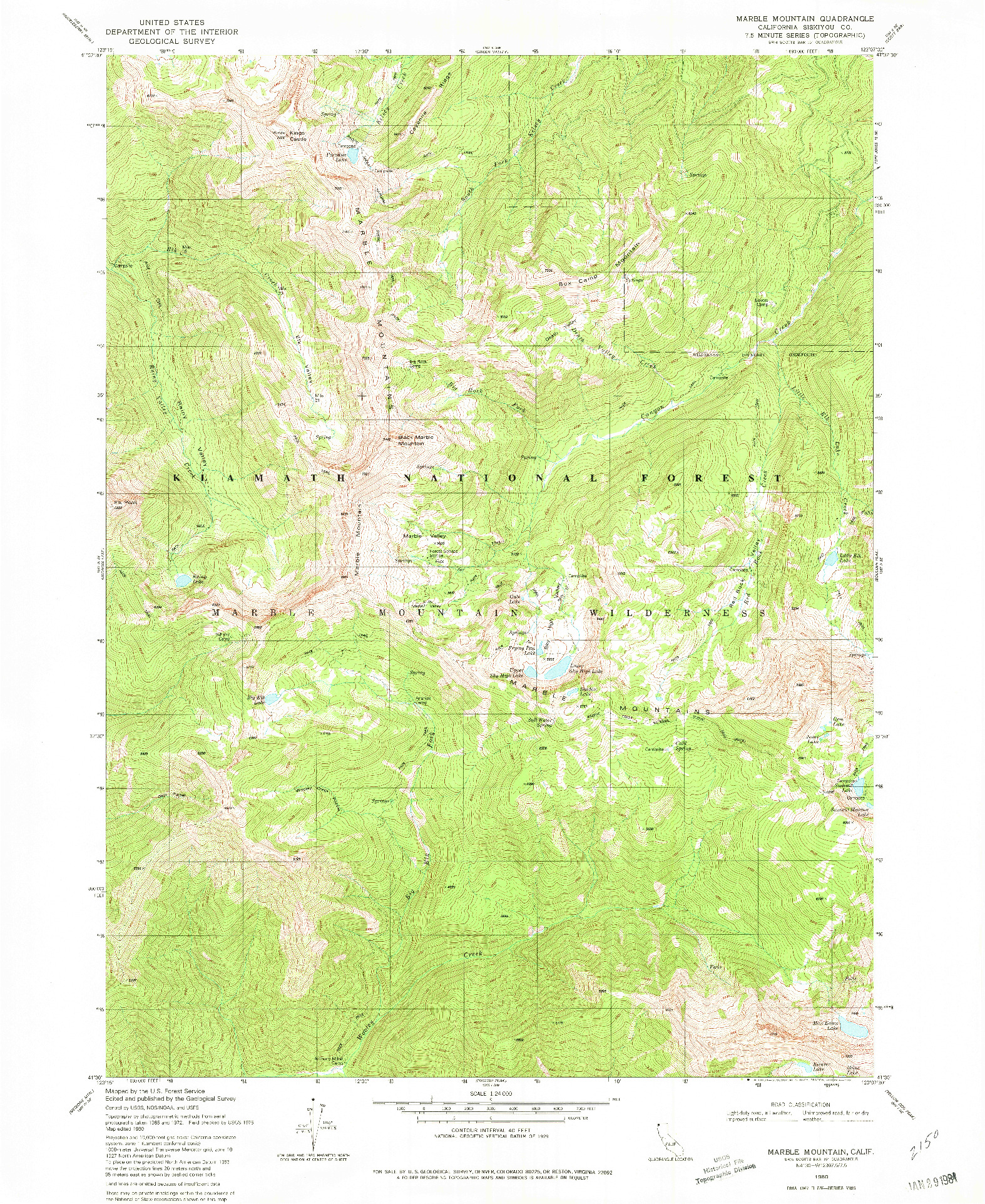 USGS 1:24000-SCALE QUADRANGLE FOR MARBLE MOUNTAIN, CA 1980