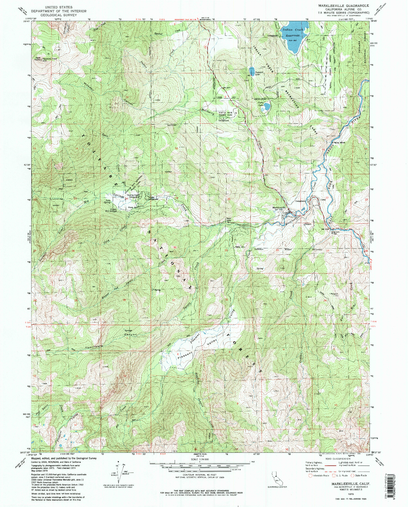 USGS 1:24000-SCALE QUADRANGLE FOR MARKLEEVILLE, CA 1979