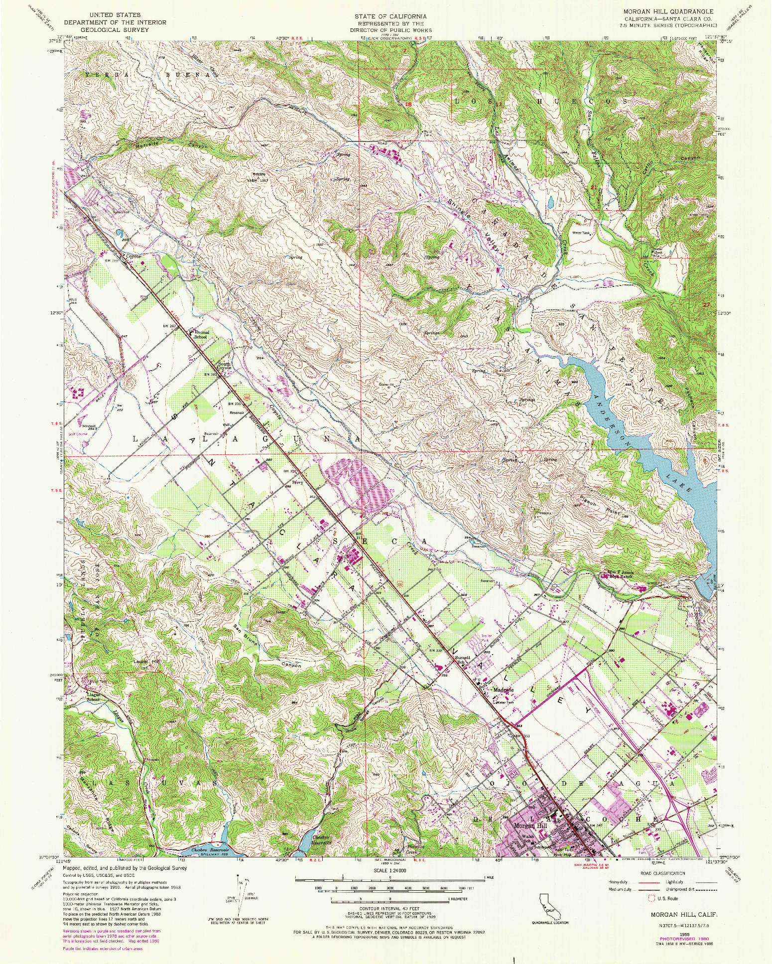 USGS 1:24000-SCALE QUADRANGLE FOR MORGAN HILL, CA 1955