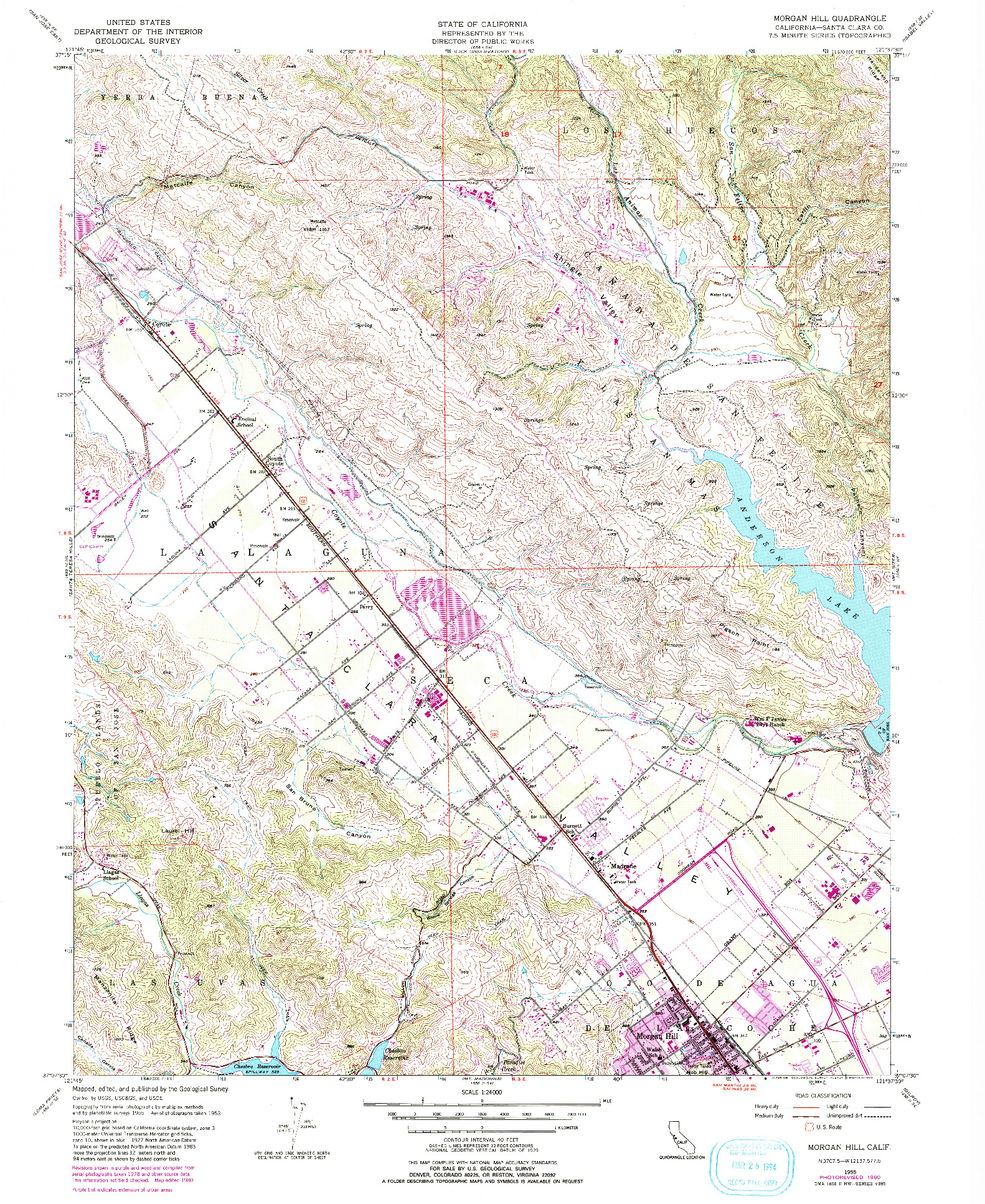 USGS 1:24000-SCALE QUADRANGLE FOR MORGAN HILL, CA 1955