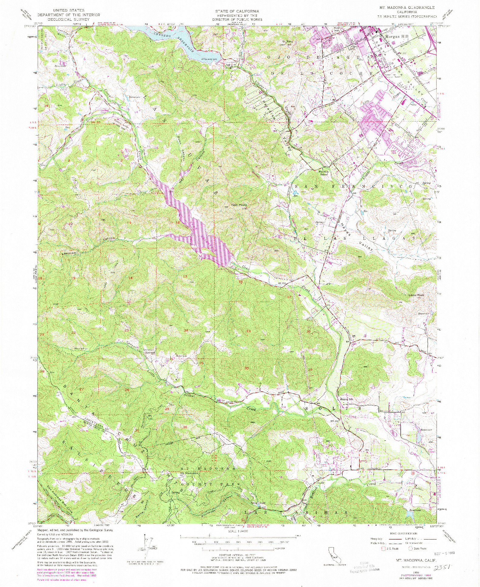 USGS 1:24000-SCALE QUADRANGLE FOR MT. MADONNA, CA 1955