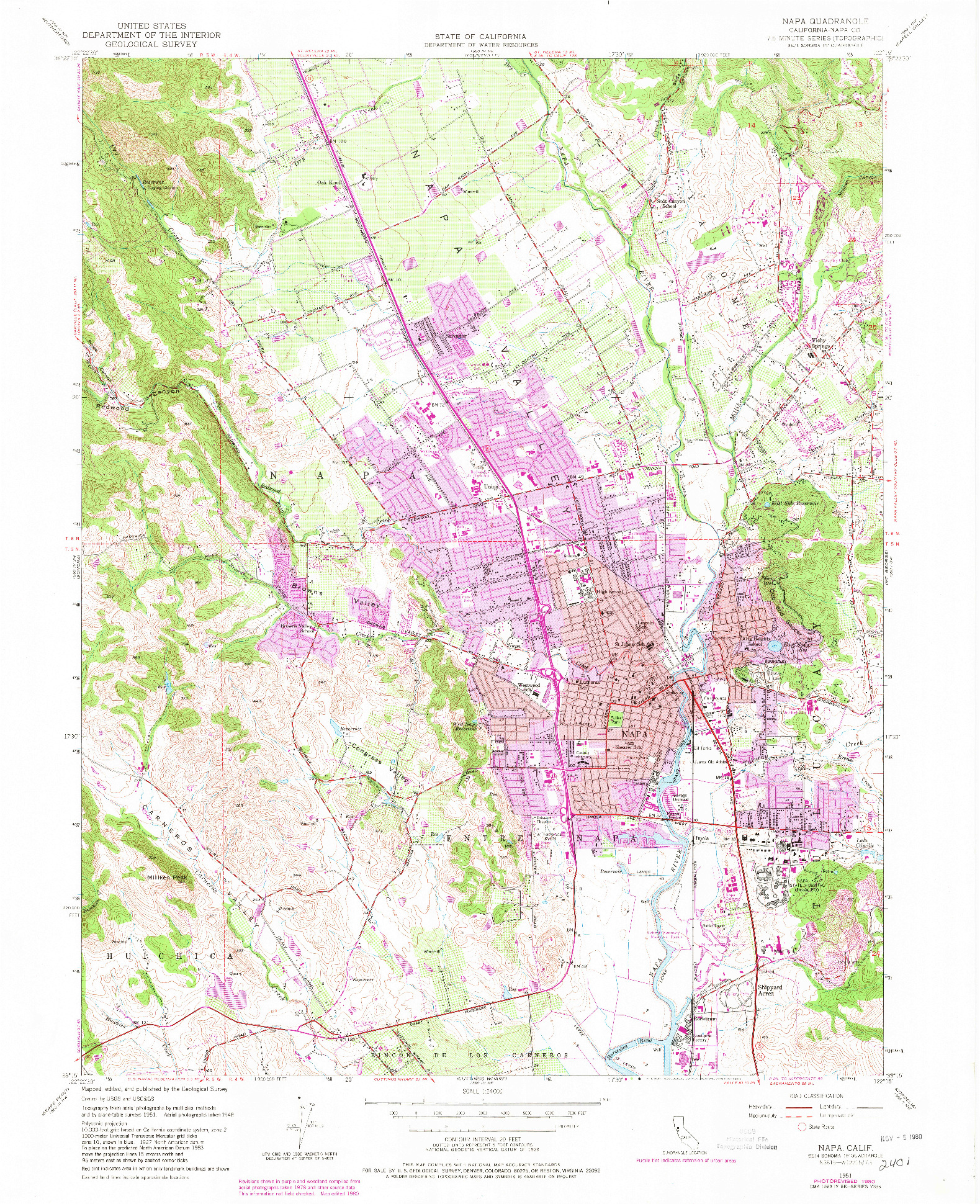 USGS 1:24000-SCALE QUADRANGLE FOR NAPA, CA 1951