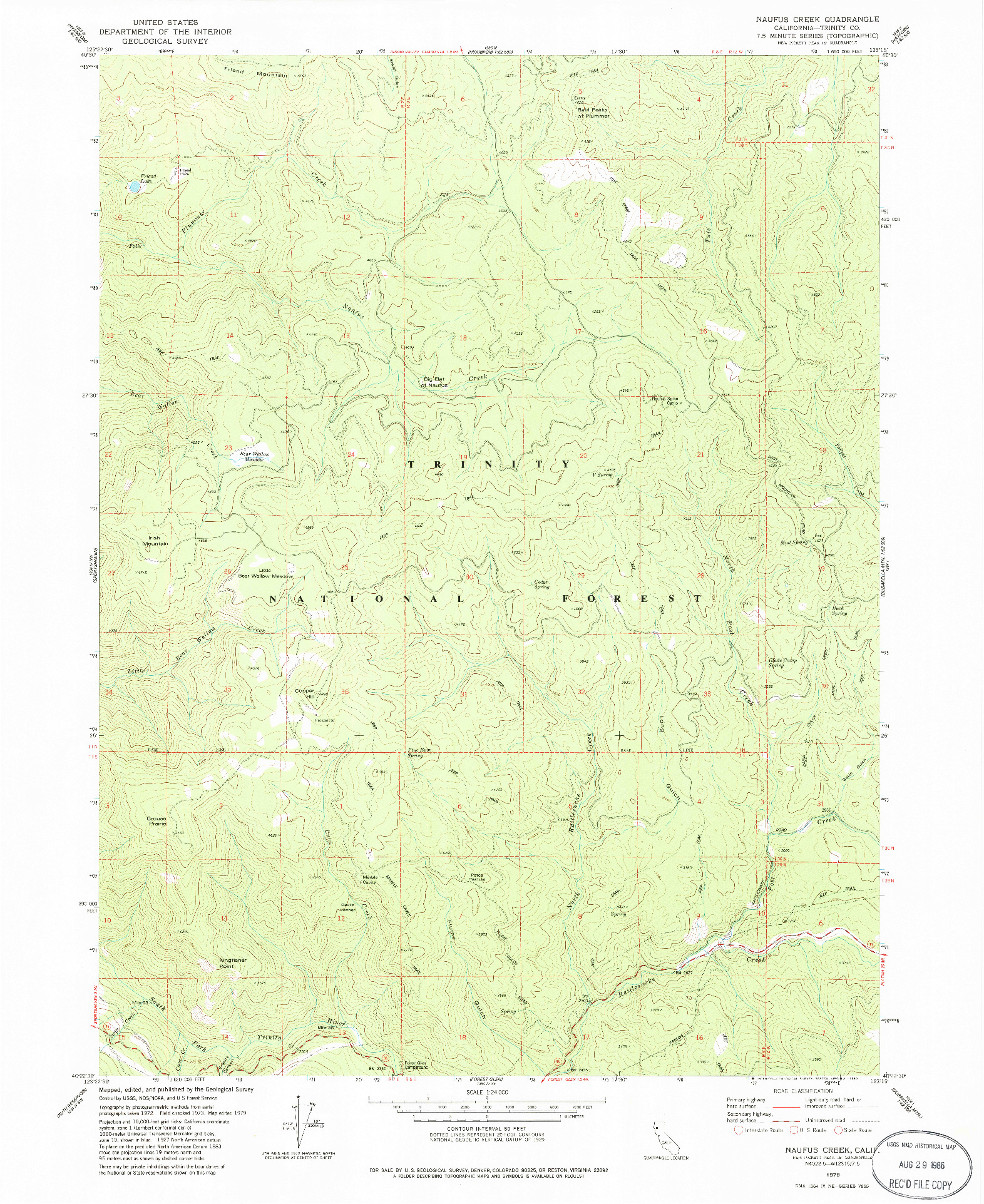 USGS 1:24000-SCALE QUADRANGLE FOR NAUFUS CREEK, CA 1979