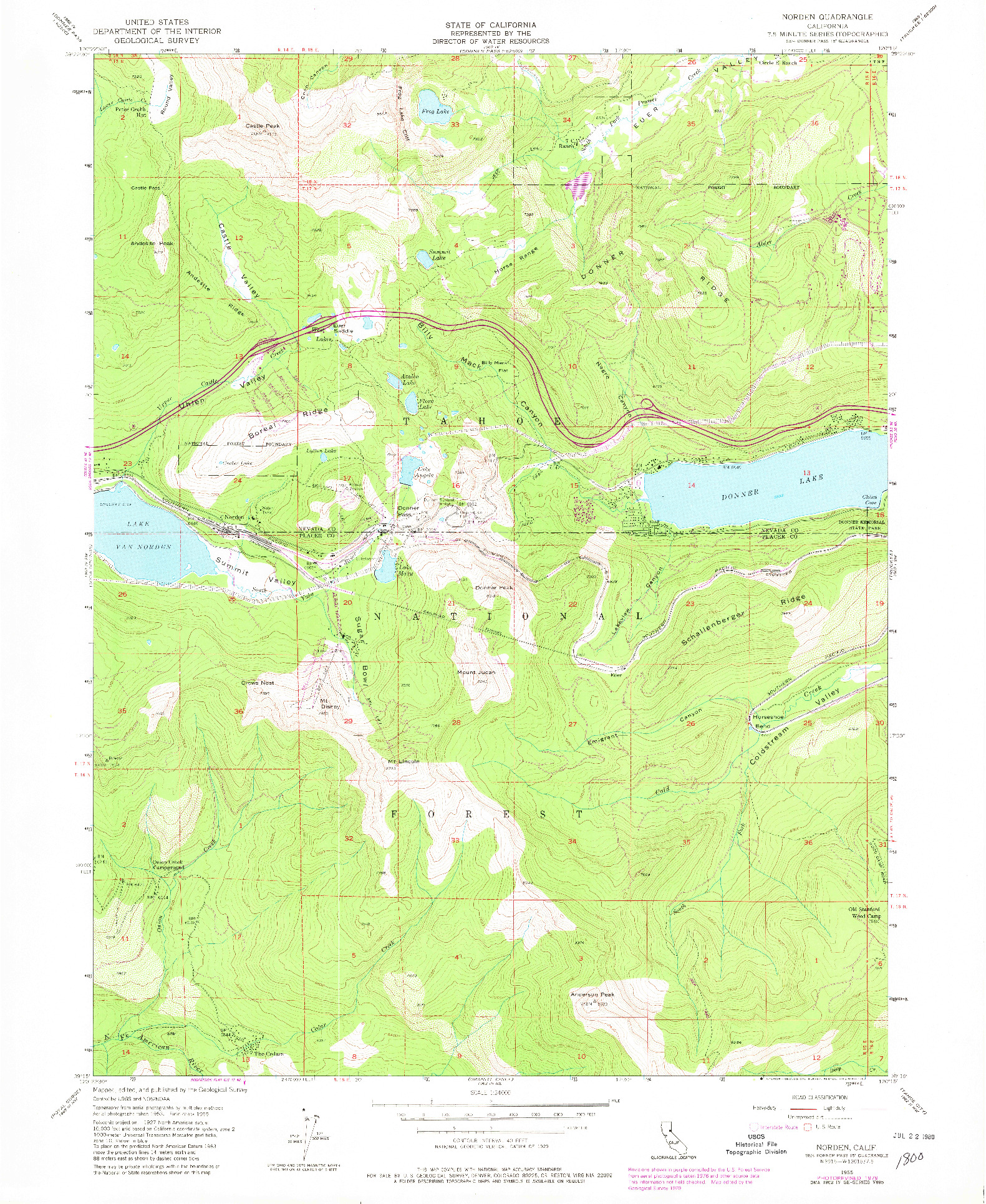 USGS 1:24000-SCALE QUADRANGLE FOR NORDEN, CA 1955