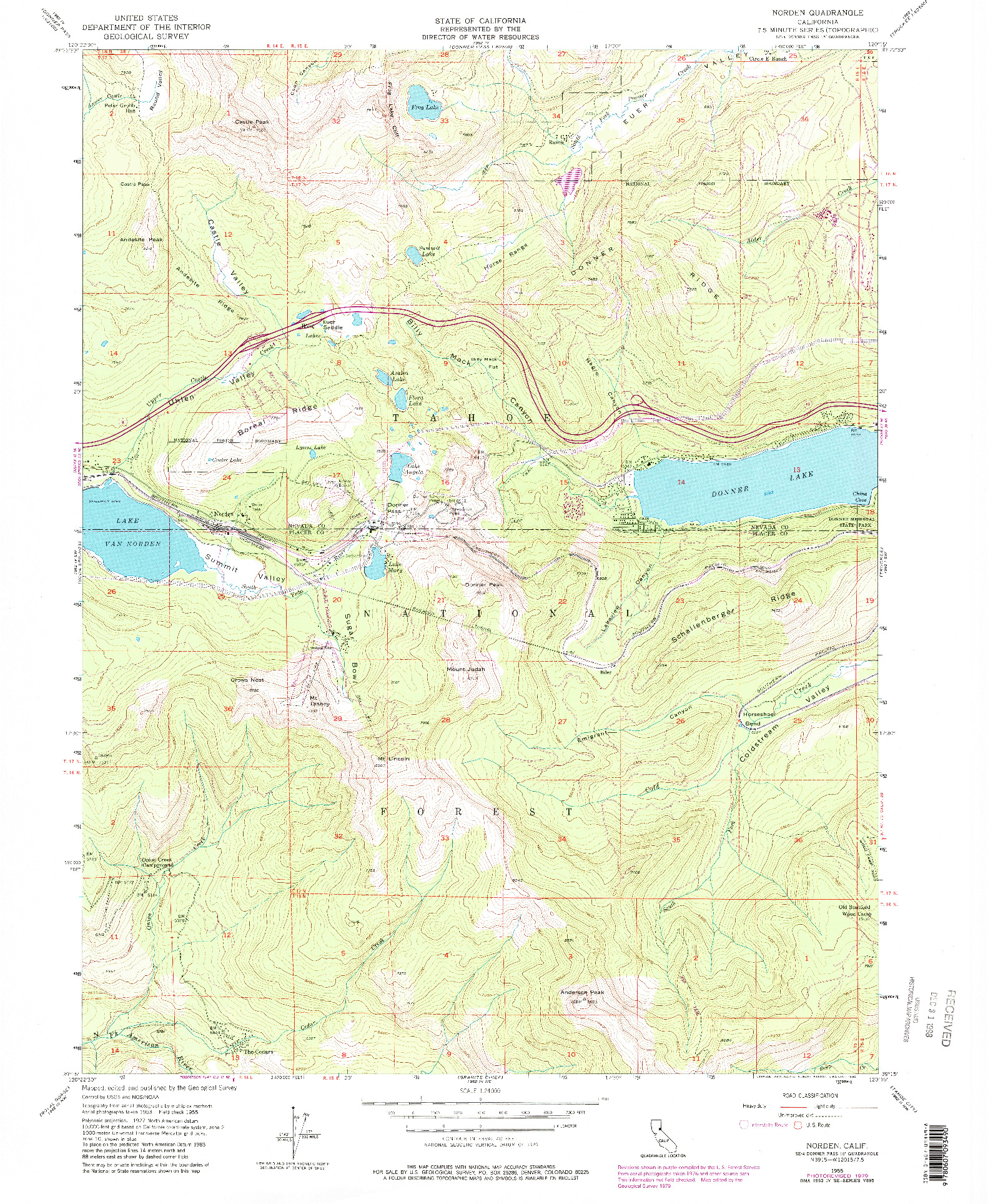 USGS 1:24000-SCALE QUADRANGLE FOR NORDEN, CA 1955