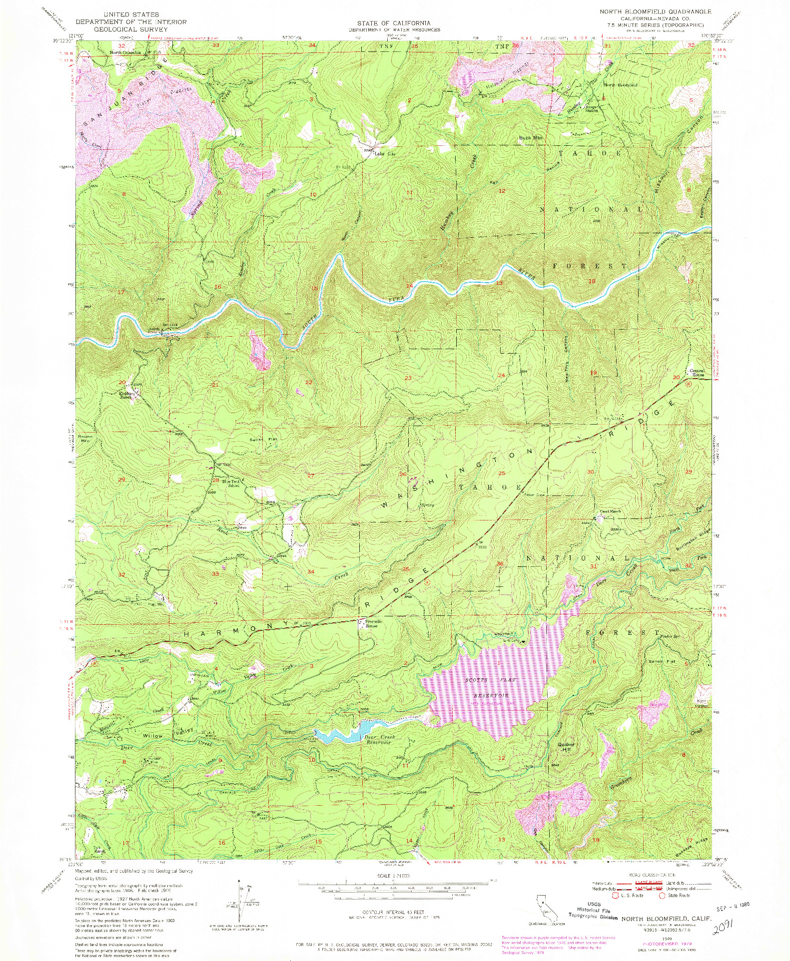 USGS 1:24000-SCALE QUADRANGLE FOR NORTH BLOOMFIELD, CA 1949