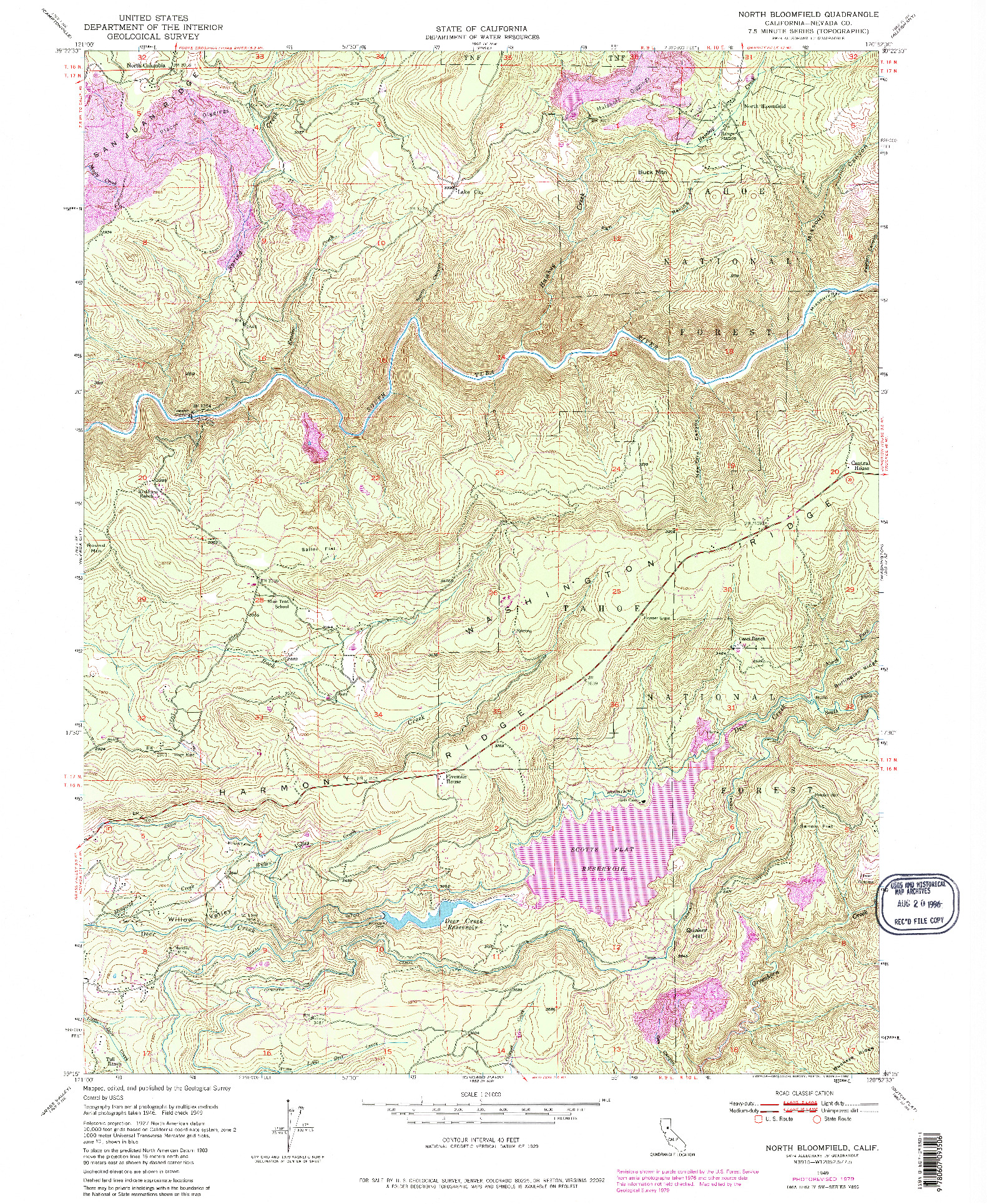 USGS 1:24000-SCALE QUADRANGLE FOR NORTH BLOOMFIELD, CA 1949