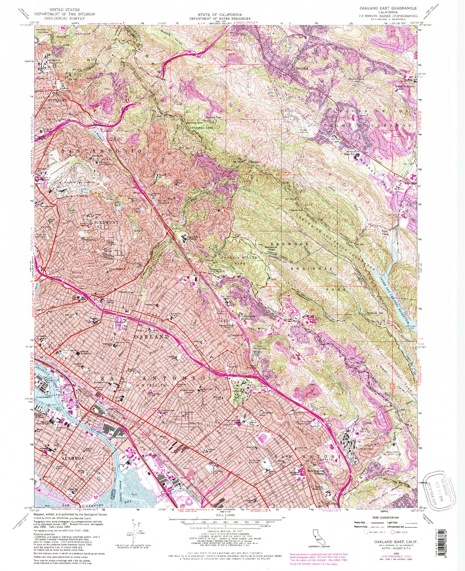 USGS 1:24000-SCALE QUADRANGLE FOR OAKLAND EAST, CA 1959