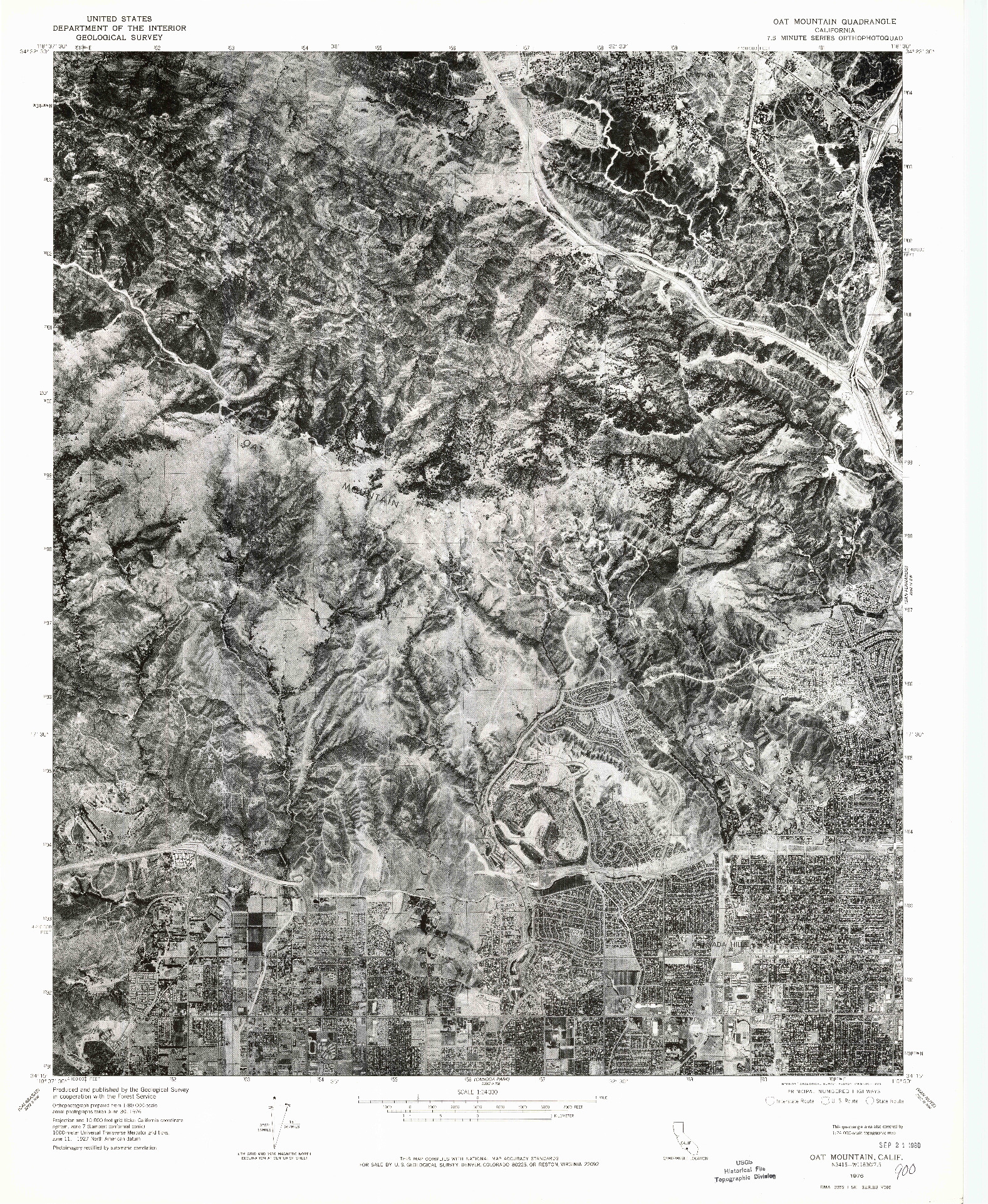 USGS 1:24000-SCALE QUADRANGLE FOR OAT MOUNTAIN, CA 1976
