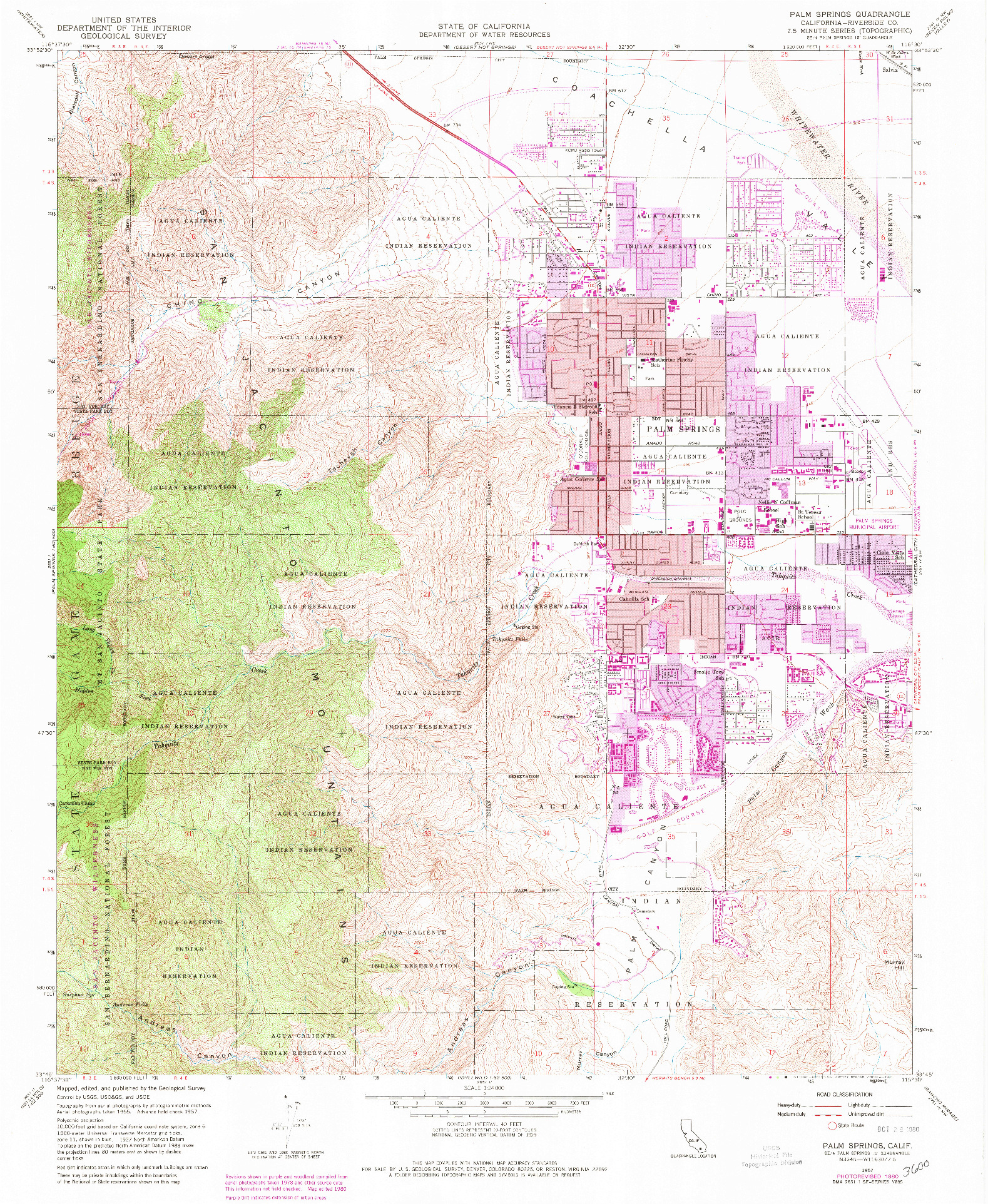 USGS 1:24000-SCALE QUADRANGLE FOR PALM SPRINGS, CA 1957