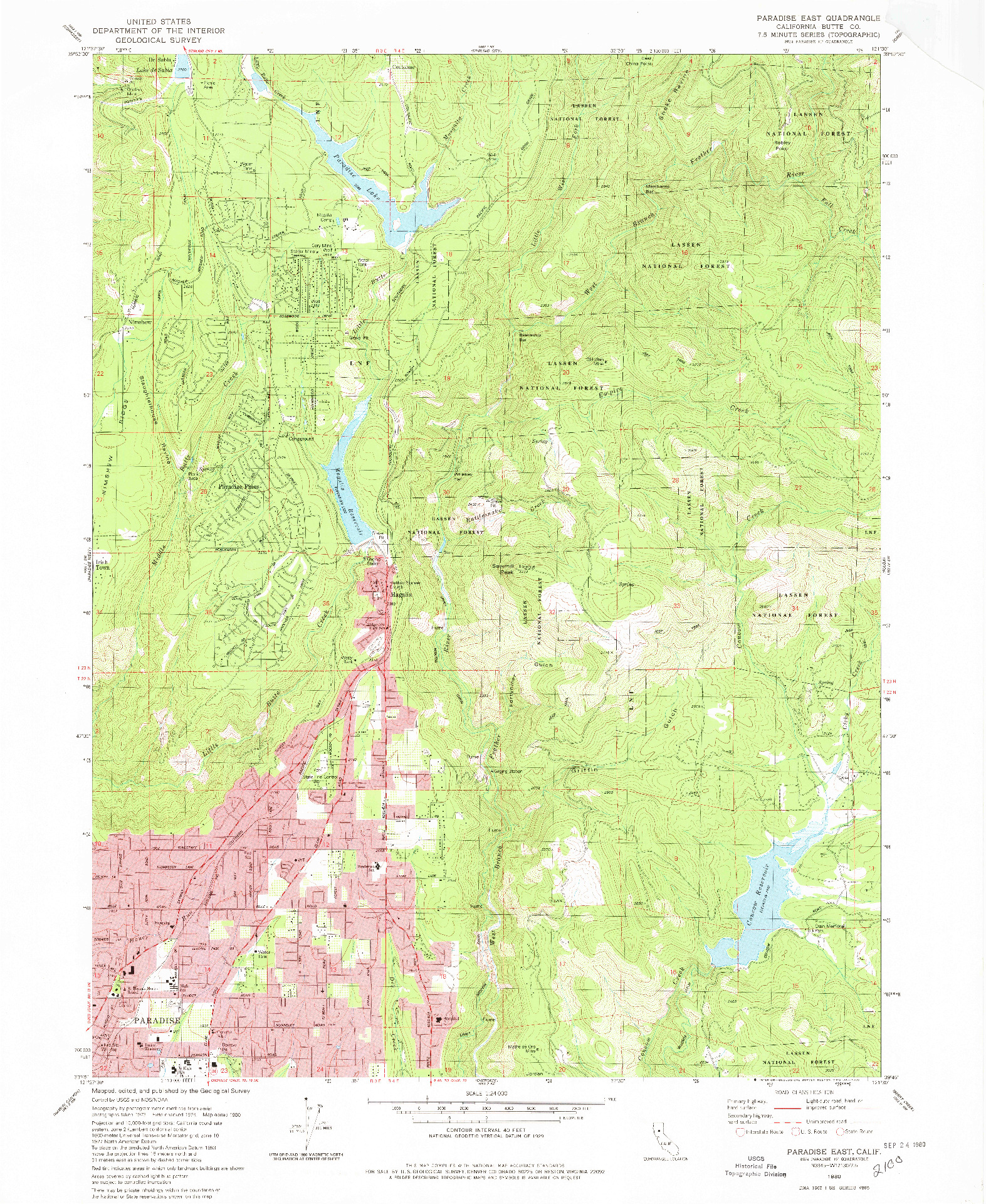 USGS 1:24000-SCALE QUADRANGLE FOR PARADISE EAST, CA 1980