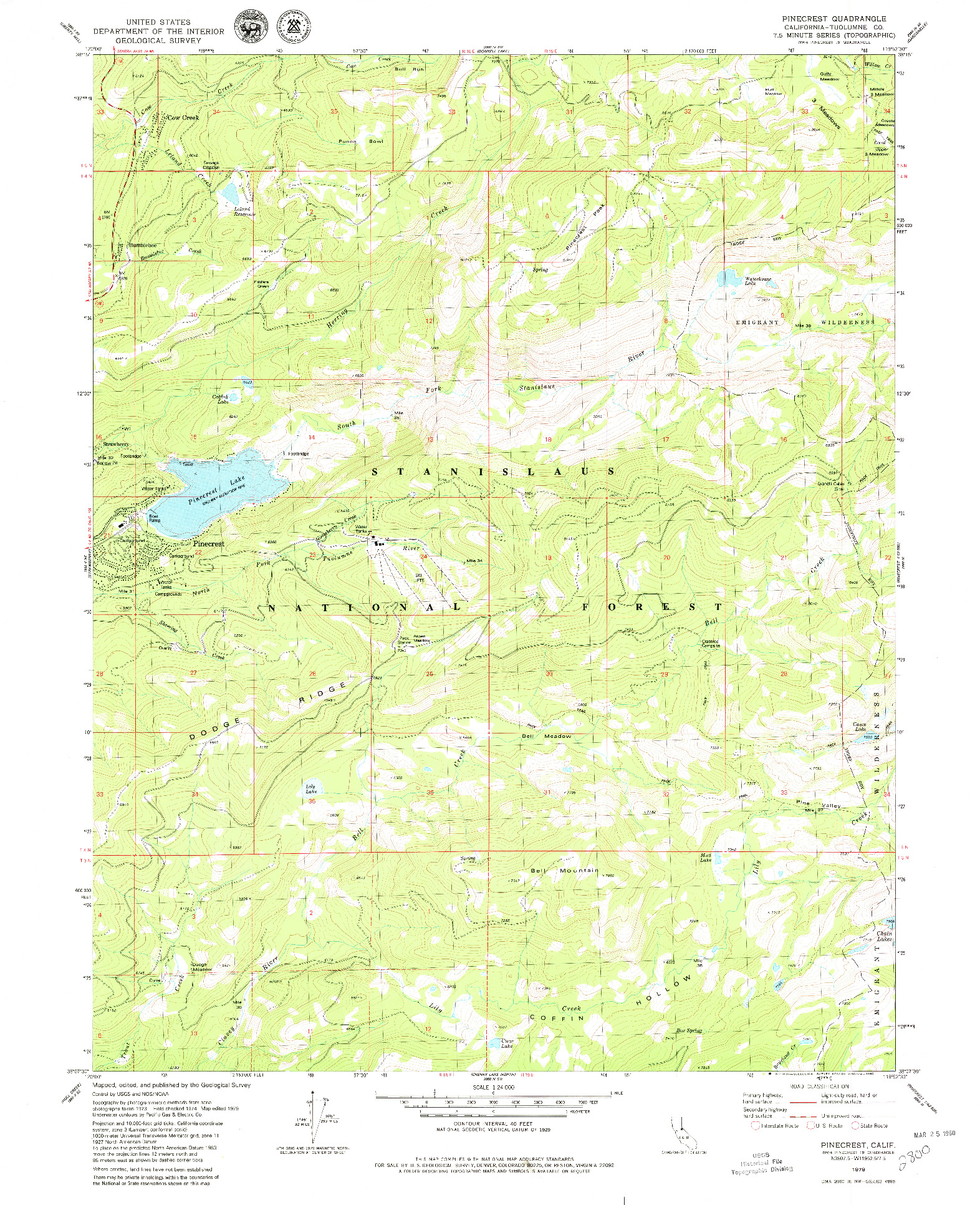 USGS 1:24000-SCALE QUADRANGLE FOR PINECREST, CA 1979