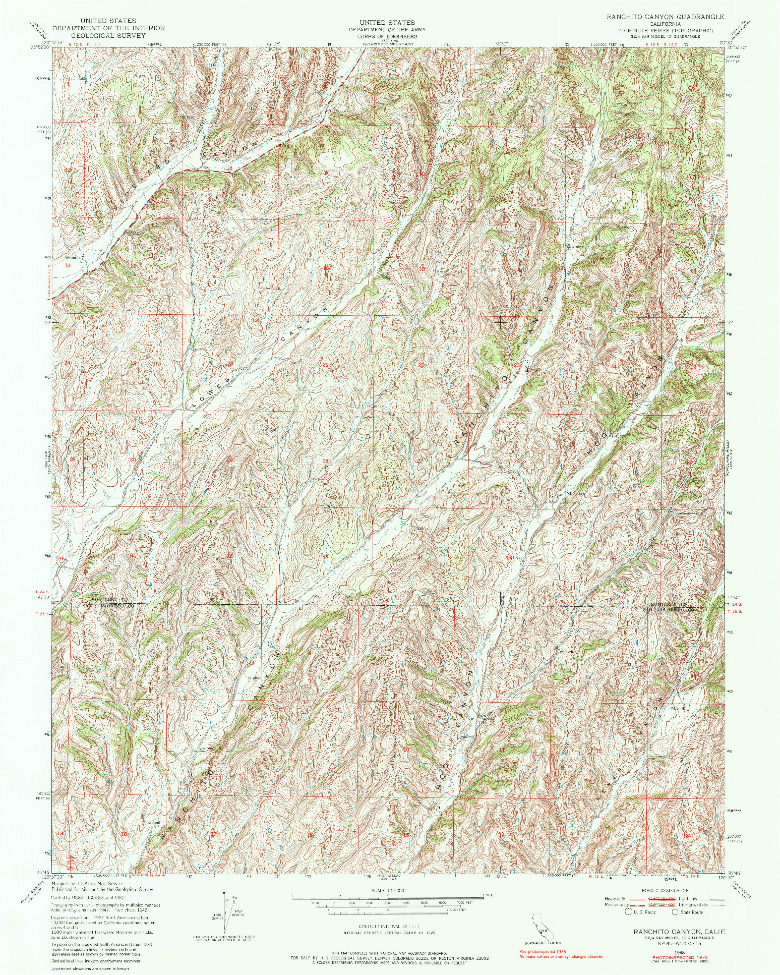 USGS 1:24000-SCALE QUADRANGLE FOR RANCHITO CANYON, CA 1948