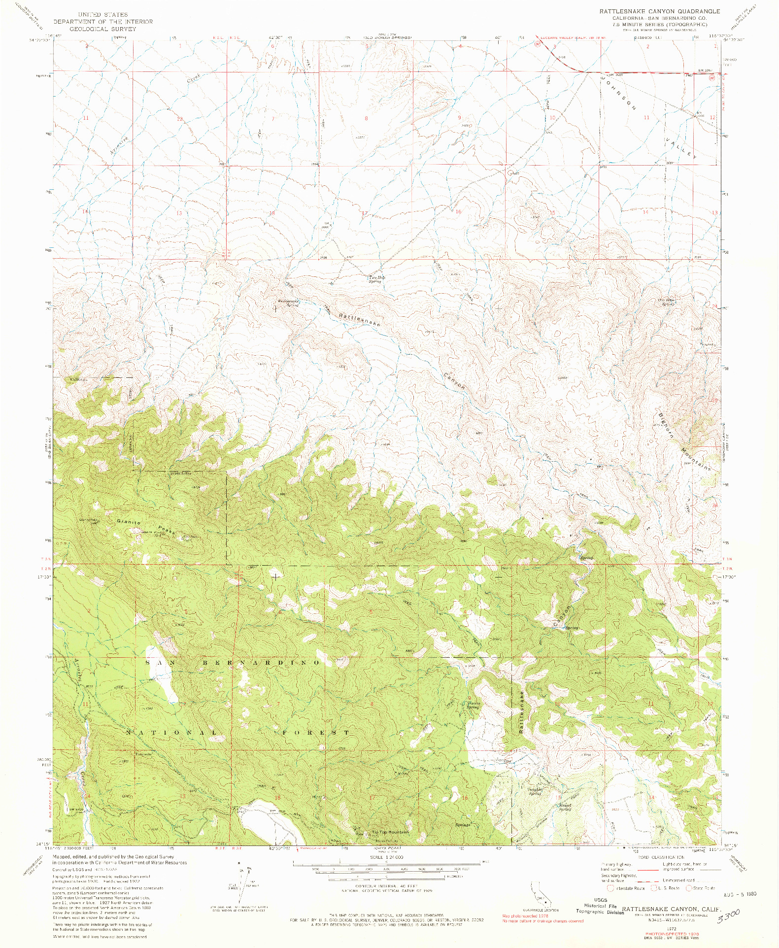 USGS 1:24000-SCALE QUADRANGLE FOR RATTLESNAKE CANYON, CA 1972