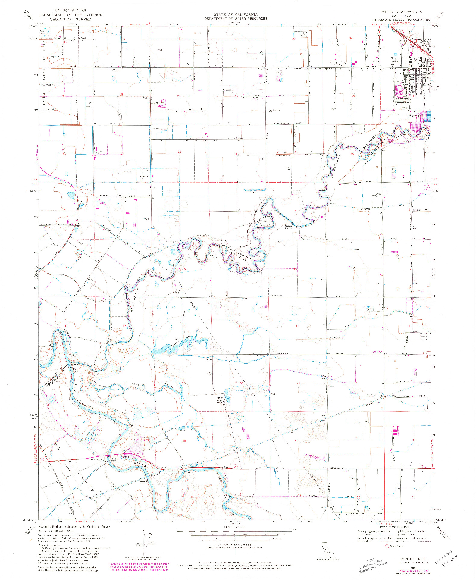 USGS 1:24000-SCALE QUADRANGLE FOR RIPON, CA 1969