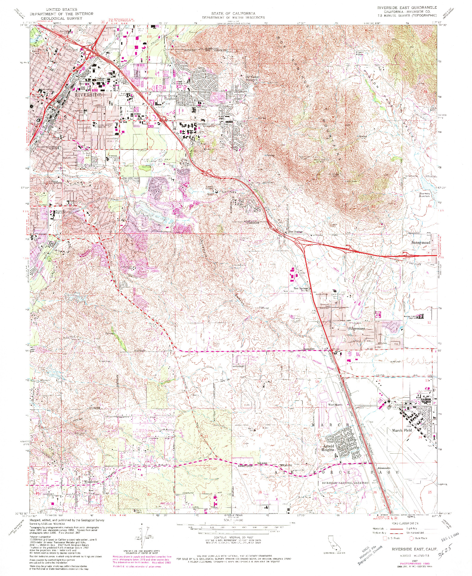 USGS 1:24000-SCALE QUADRANGLE FOR RIVERSIDE EAST, CA 1967