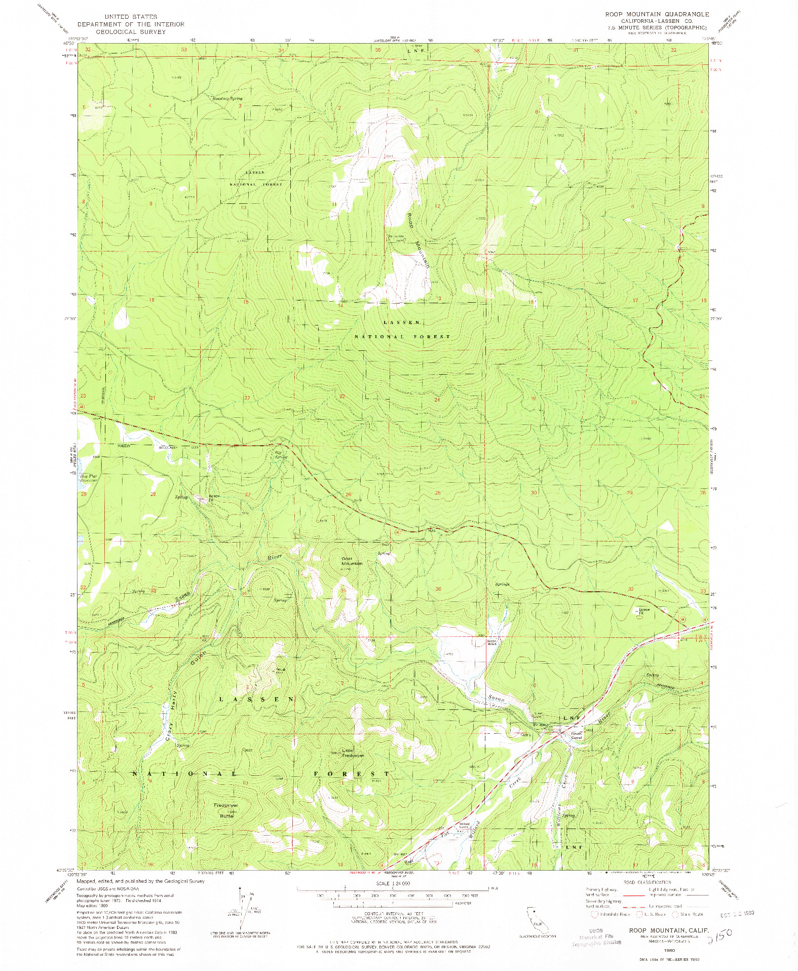 USGS 1:24000-SCALE QUADRANGLE FOR ROOP MOUNTAIN, CA 1980
