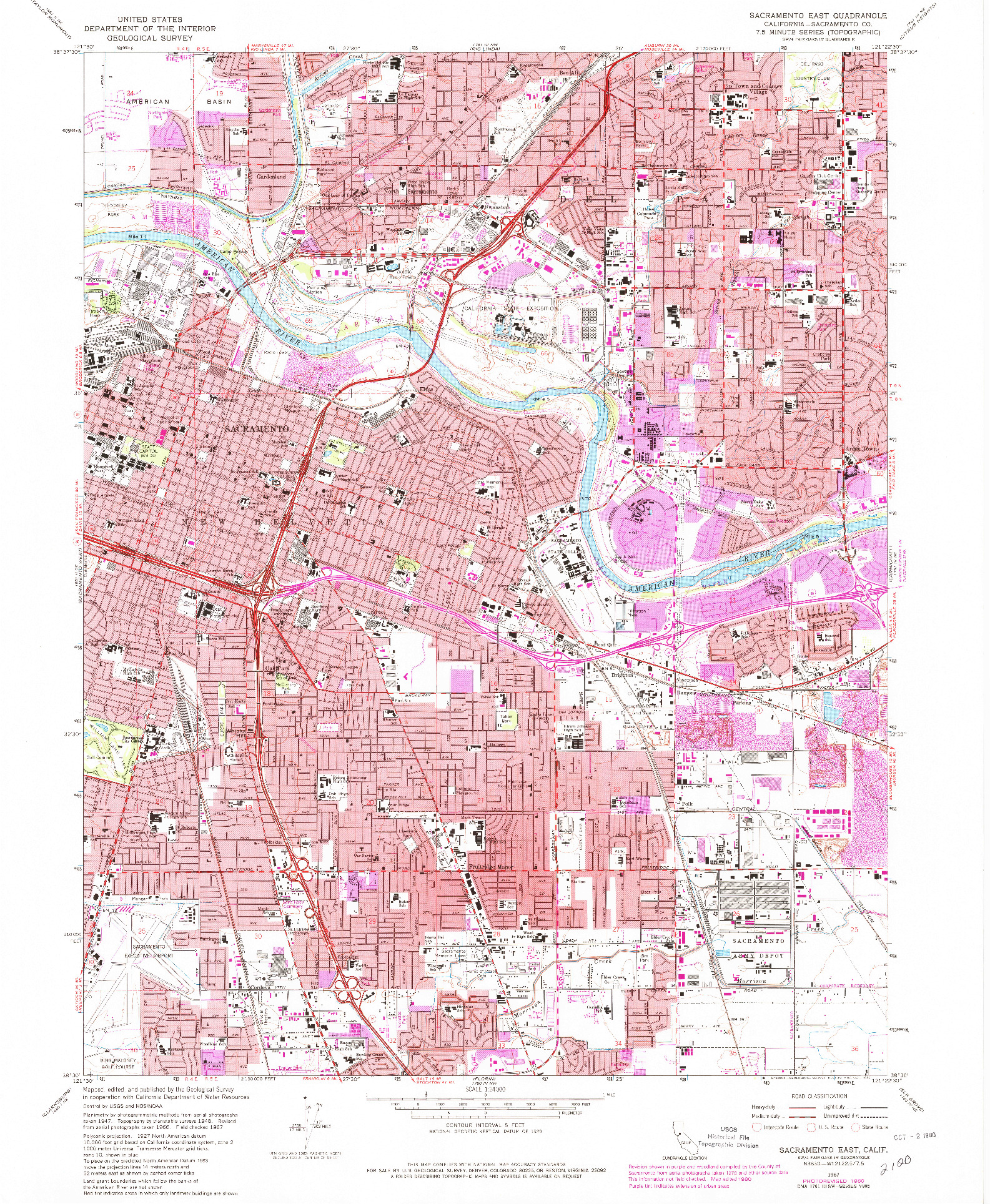 USGS 1:24000-SCALE QUADRANGLE FOR SACRAMENTO EAST, CA 1967