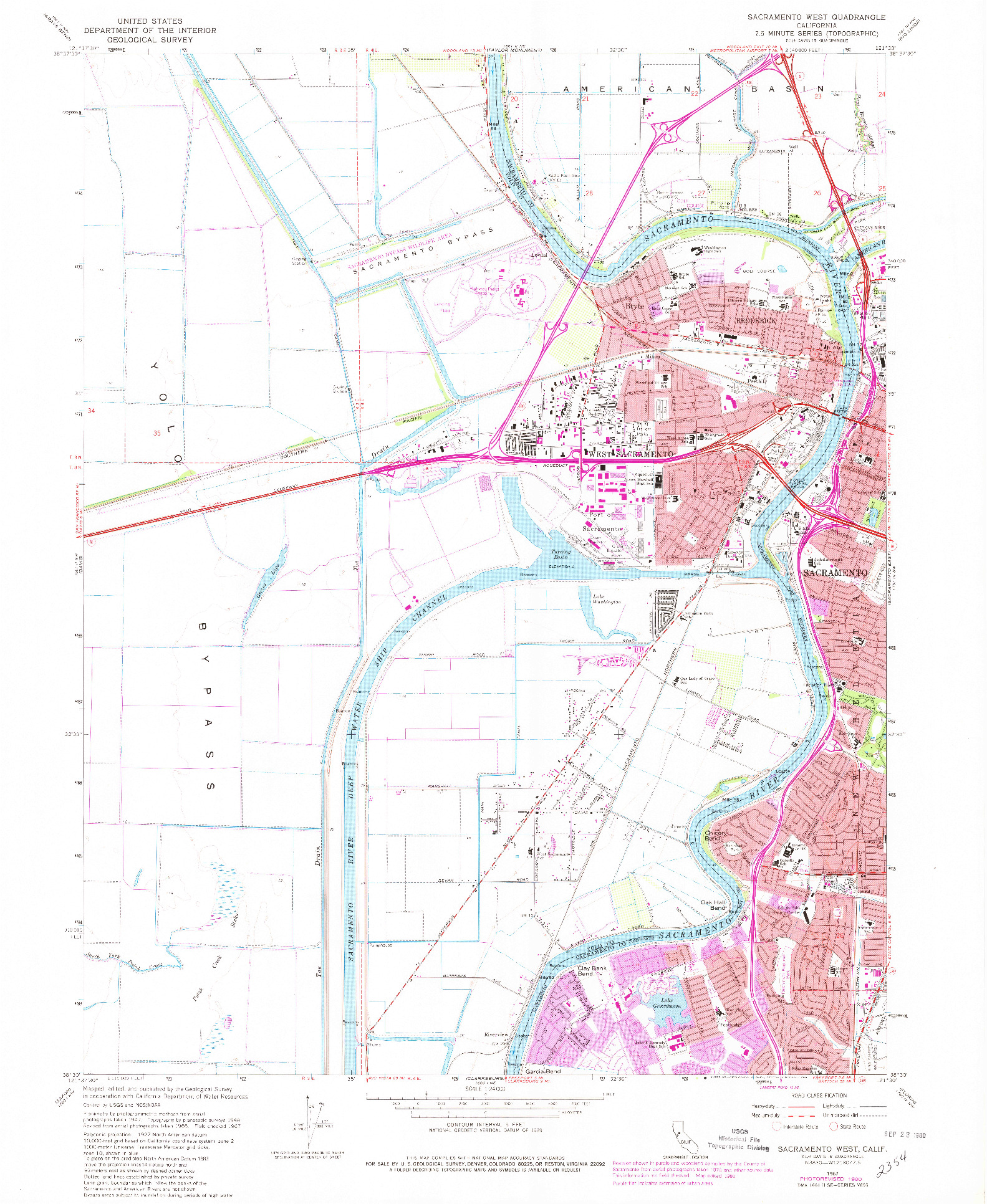 USGS 1:24000-SCALE QUADRANGLE FOR SACRAMENTO WEST, CA 1967