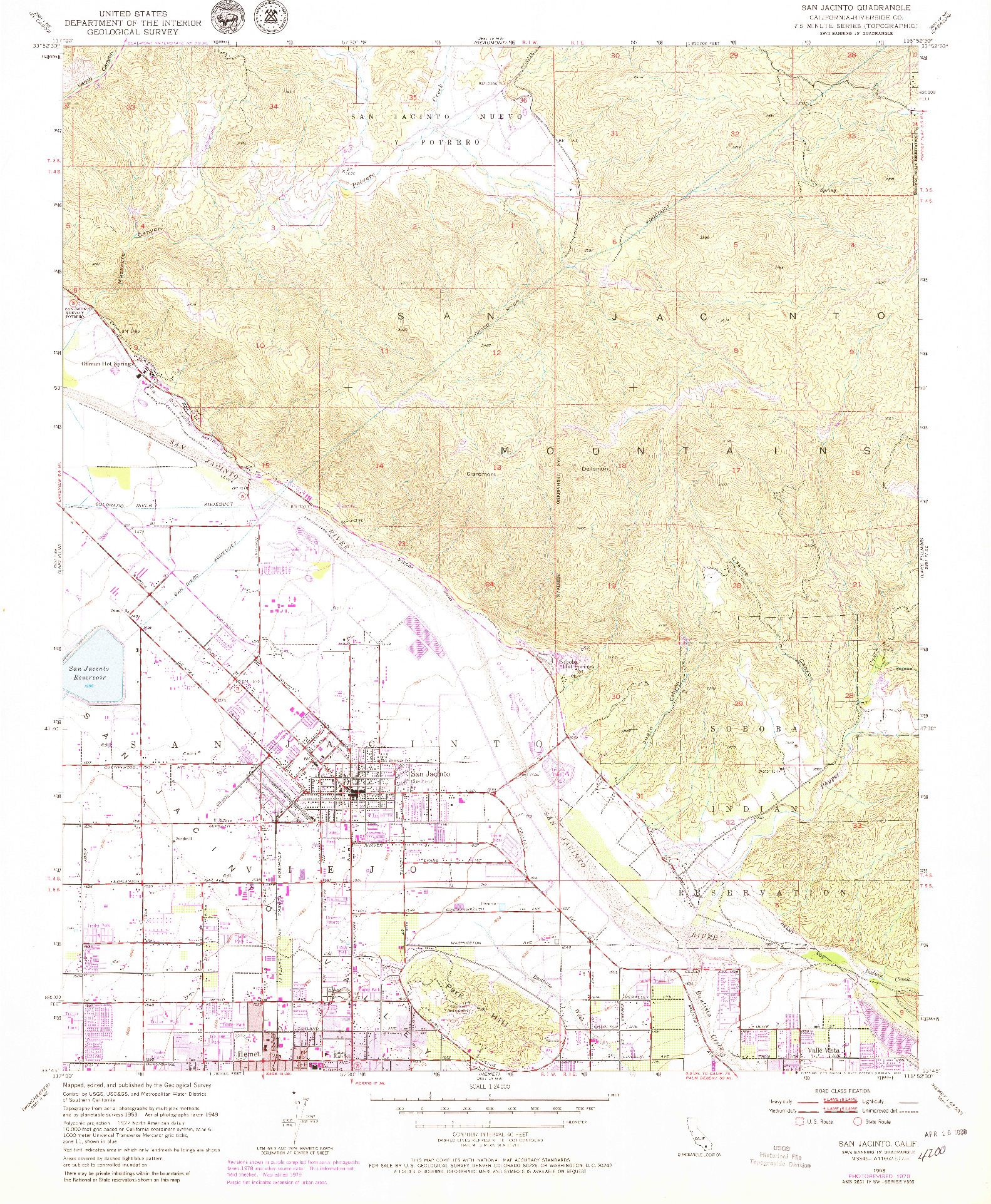 USGS 1:24000-SCALE QUADRANGLE FOR SAN JACINTO, CA 1953