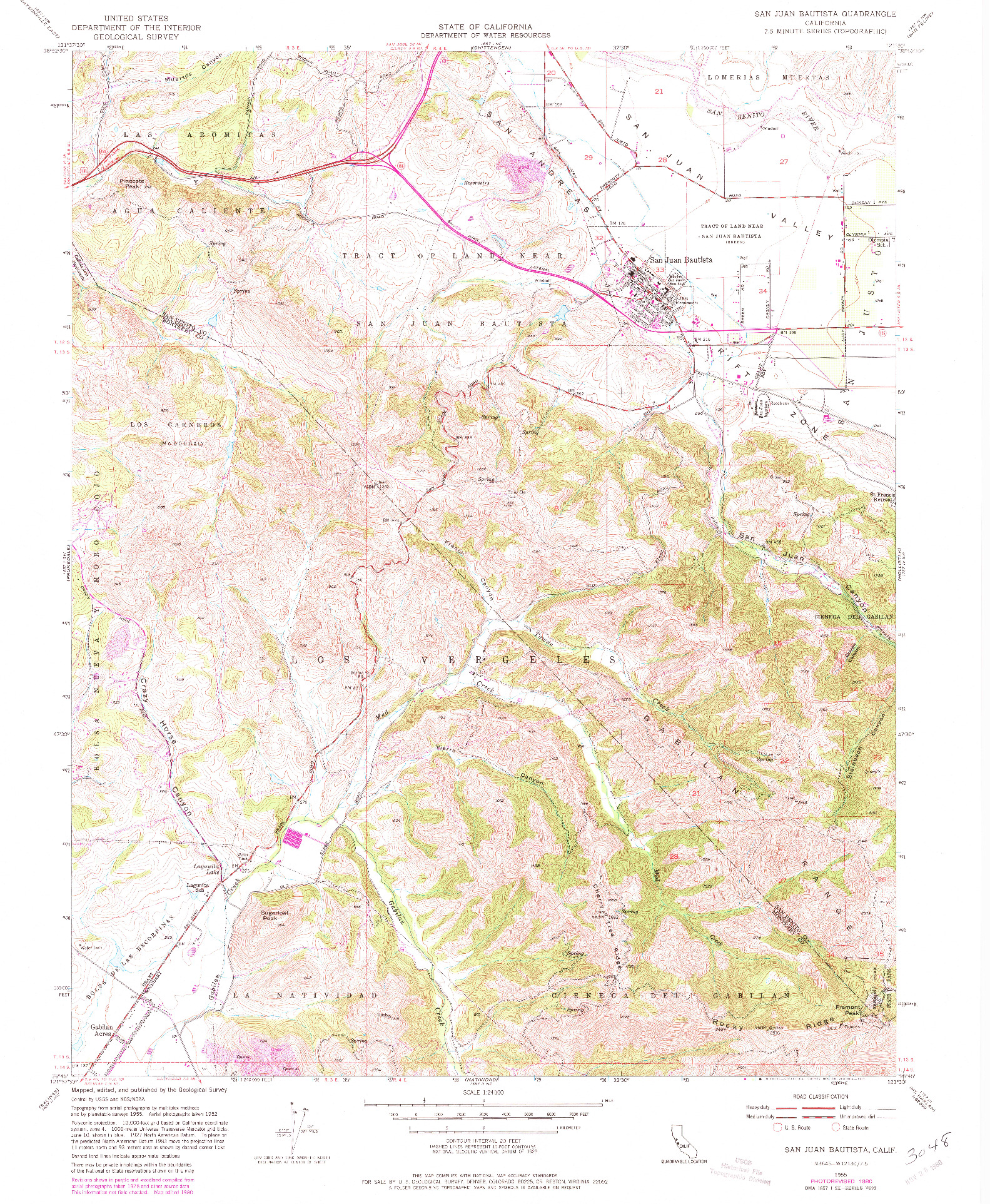 USGS 1:24000-SCALE QUADRANGLE FOR SAN JUAN BAUTISTA, CA 1955