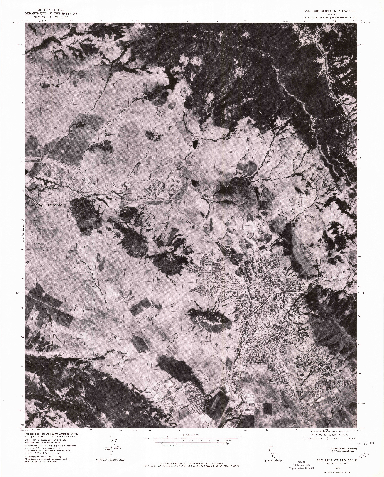 USGS 1:24000-SCALE QUADRANGLE FOR SAN LUIS OBISPO, CA 1976