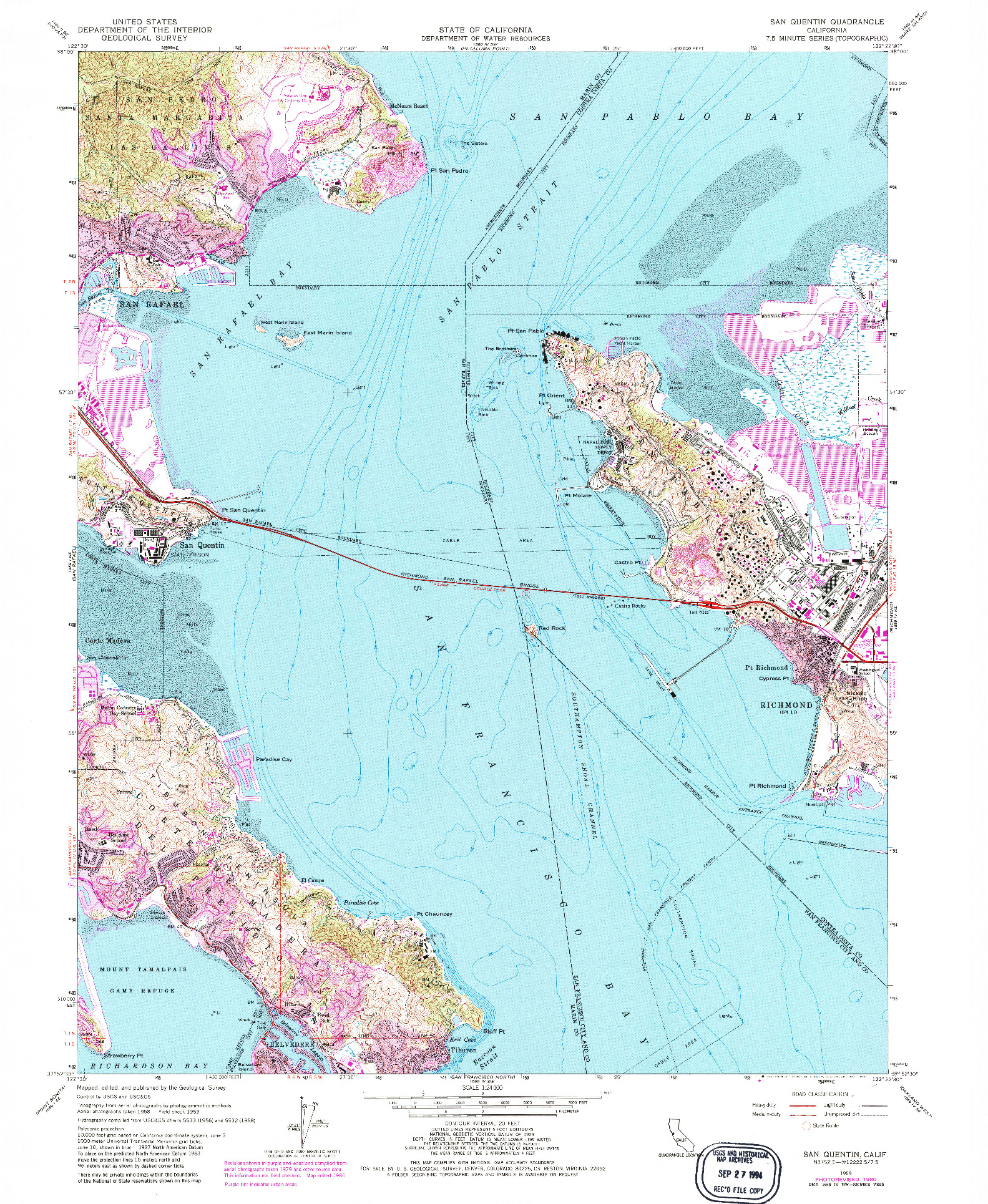 USGS 1:24000-SCALE QUADRANGLE FOR SAN QUENTIN, CA 1959