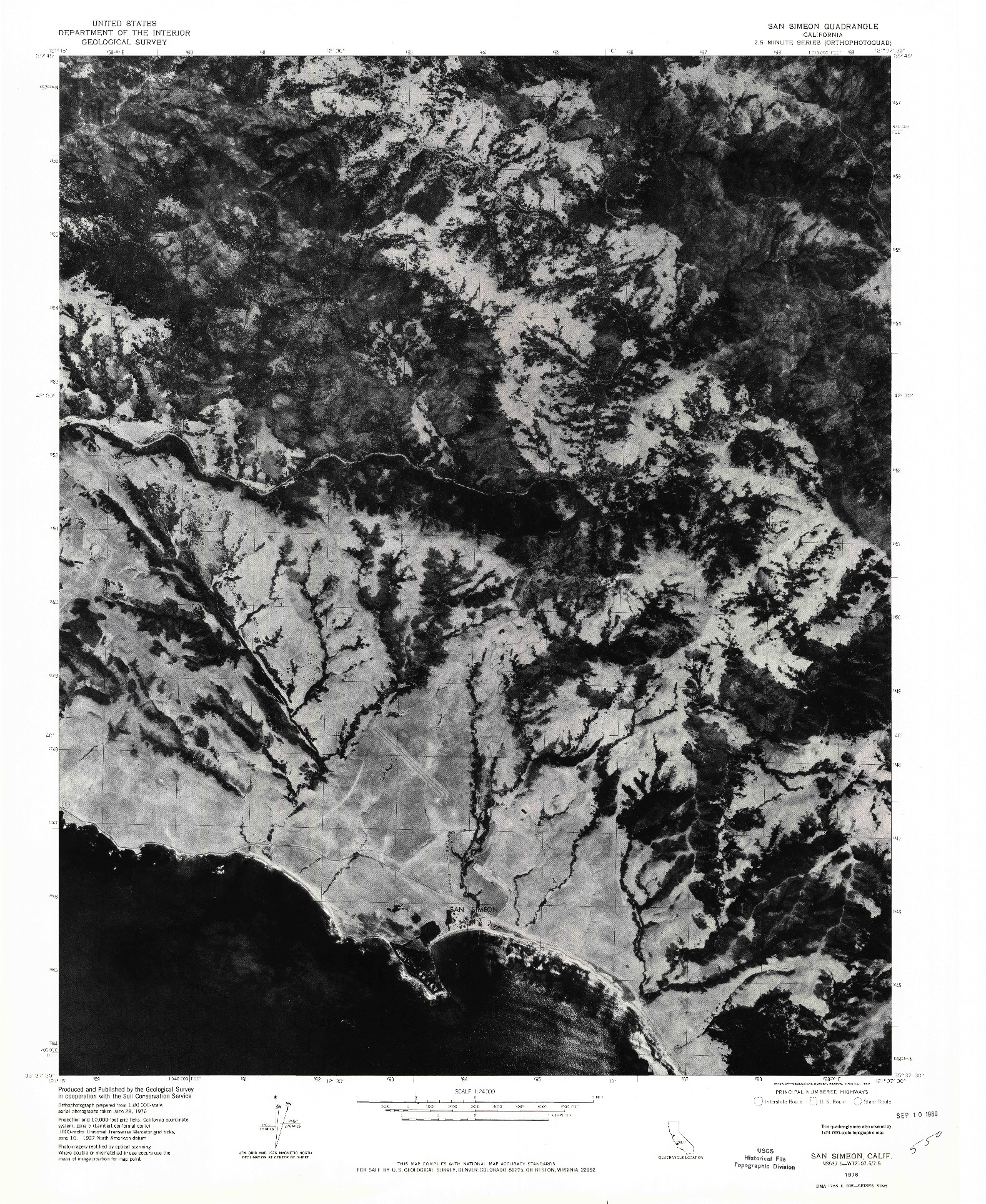 USGS 1:24000-SCALE QUADRANGLE FOR SAN SIMEON, CA 1976