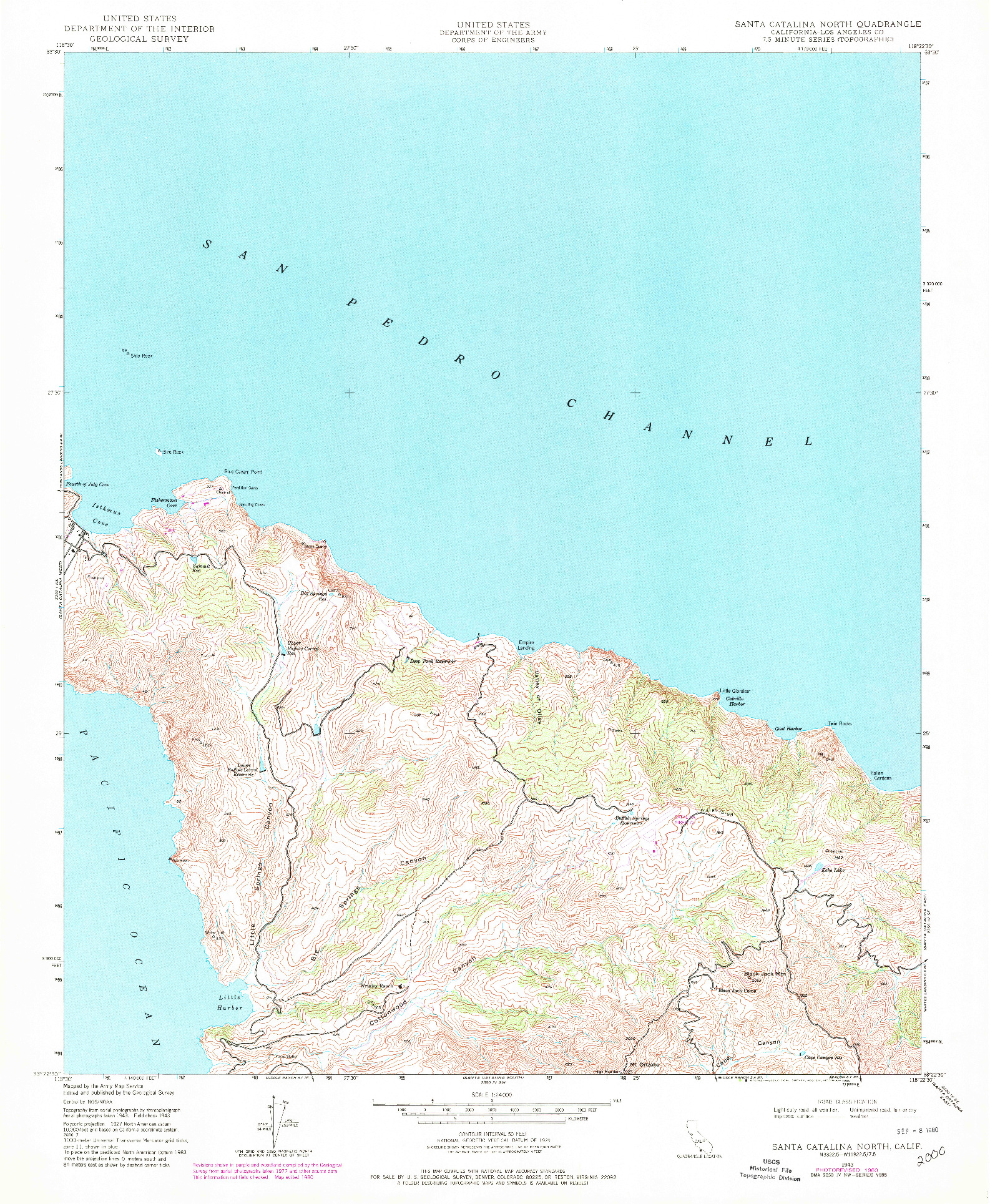 USGS 1:24000-SCALE QUADRANGLE FOR SANTA CATALINA NORTH, CA 1943