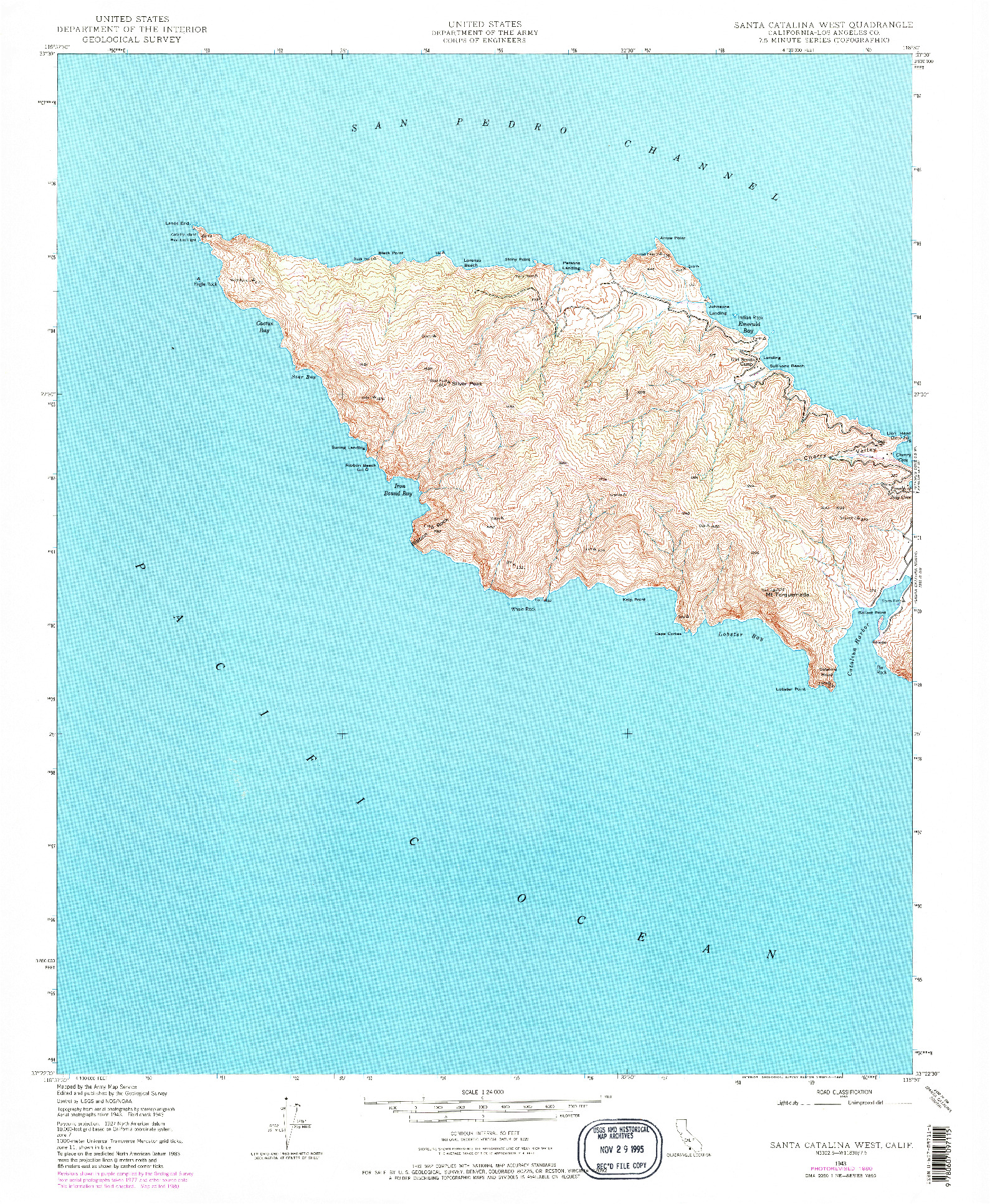 USGS 1:24000-SCALE QUADRANGLE FOR SANTA CATALINA WEST, CA 1943