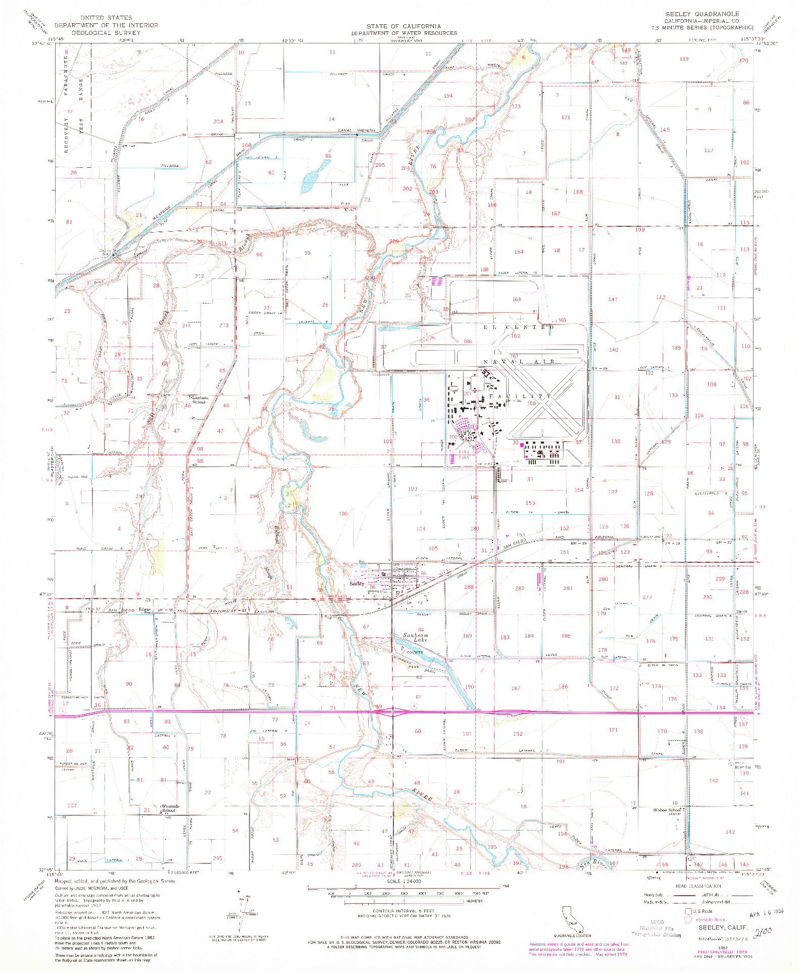 USGS 1:24000-SCALE QUADRANGLE FOR SEELEY, CA 1957