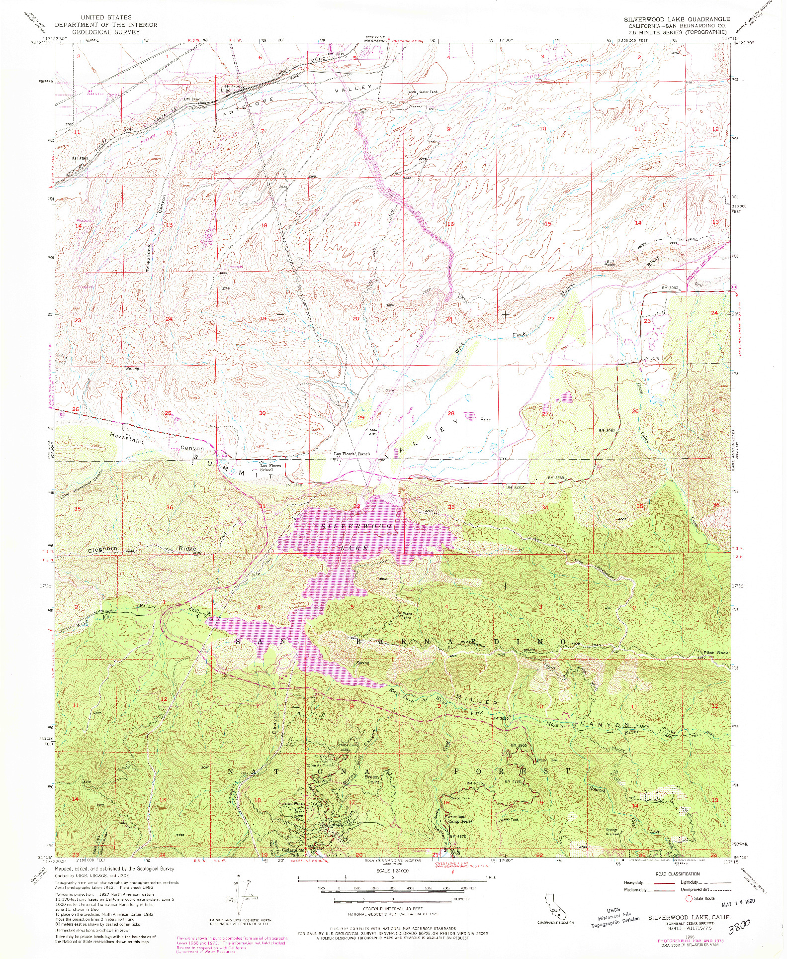 USGS 1:24000-SCALE QUADRANGLE FOR SILVERWOOD LAKE, CA 1973