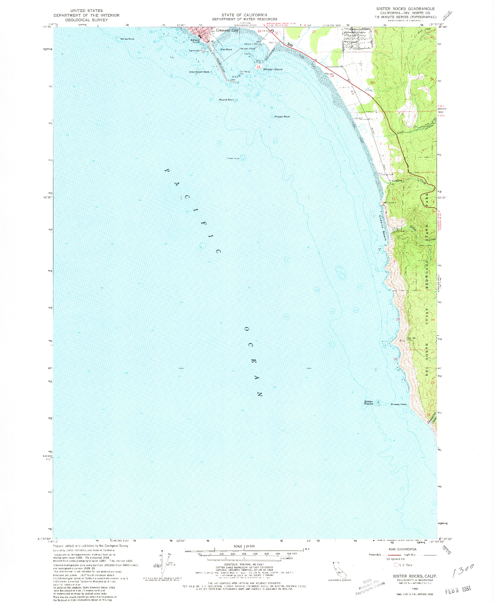 USGS 1:24000-SCALE QUADRANGLE FOR SISTER ROCKS, CA 1966