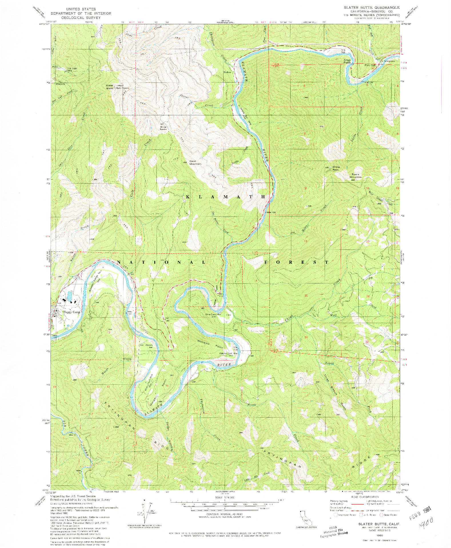 USGS 1:24000-SCALE QUADRANGLE FOR SLATER BUTTE, CA 1980