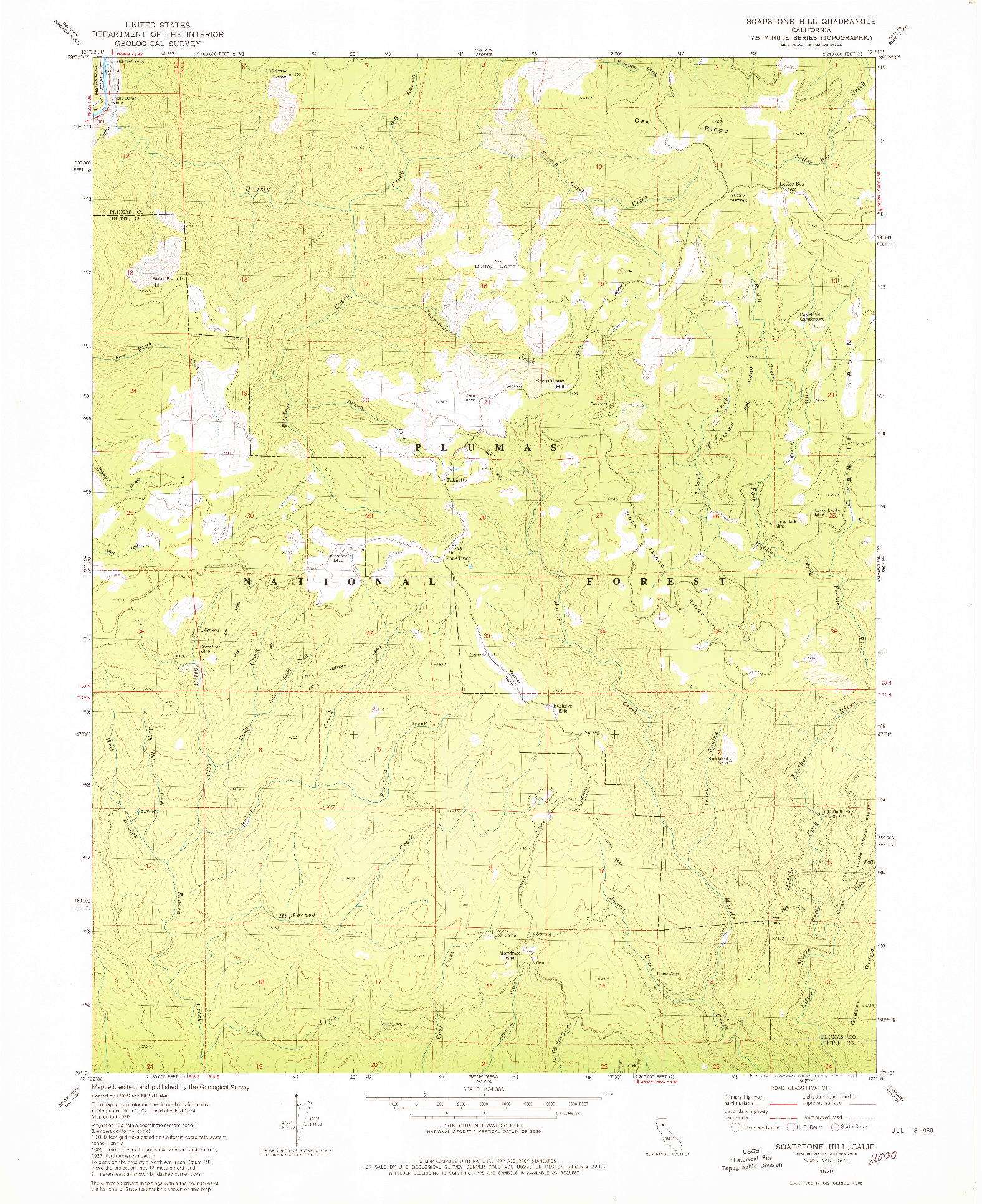 USGS 1:24000-SCALE QUADRANGLE FOR SOAPSTONE HILL, CA 1979